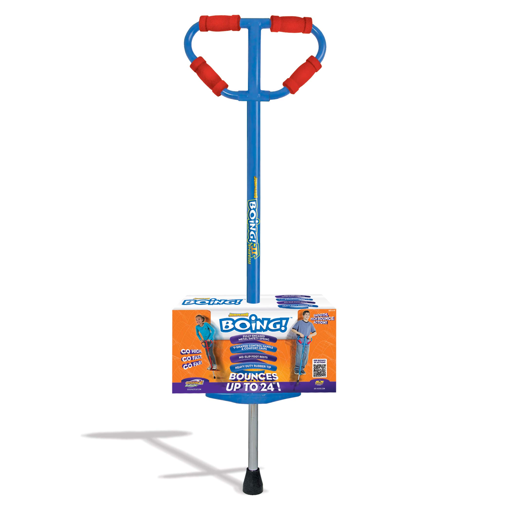 Geospace Jumparoo Boing! Xtreme Pogo Stick for Riders 90-160 Lbs, BLUE (Large)