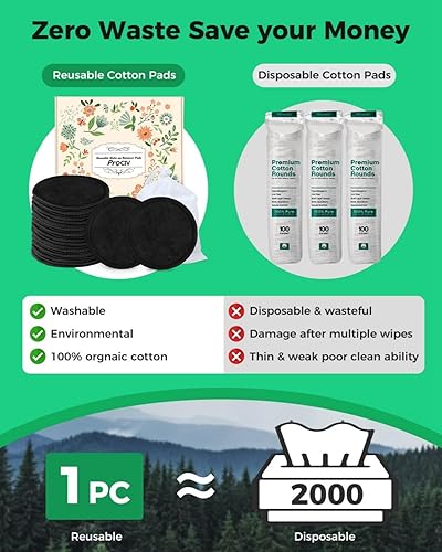 Miniatura 9 de Almohadillas desmaquillantes reutilizables, 18 paquetes de algodón orgánico reutilizables con bolsa de lavandería lavable para tóner, almohadillas