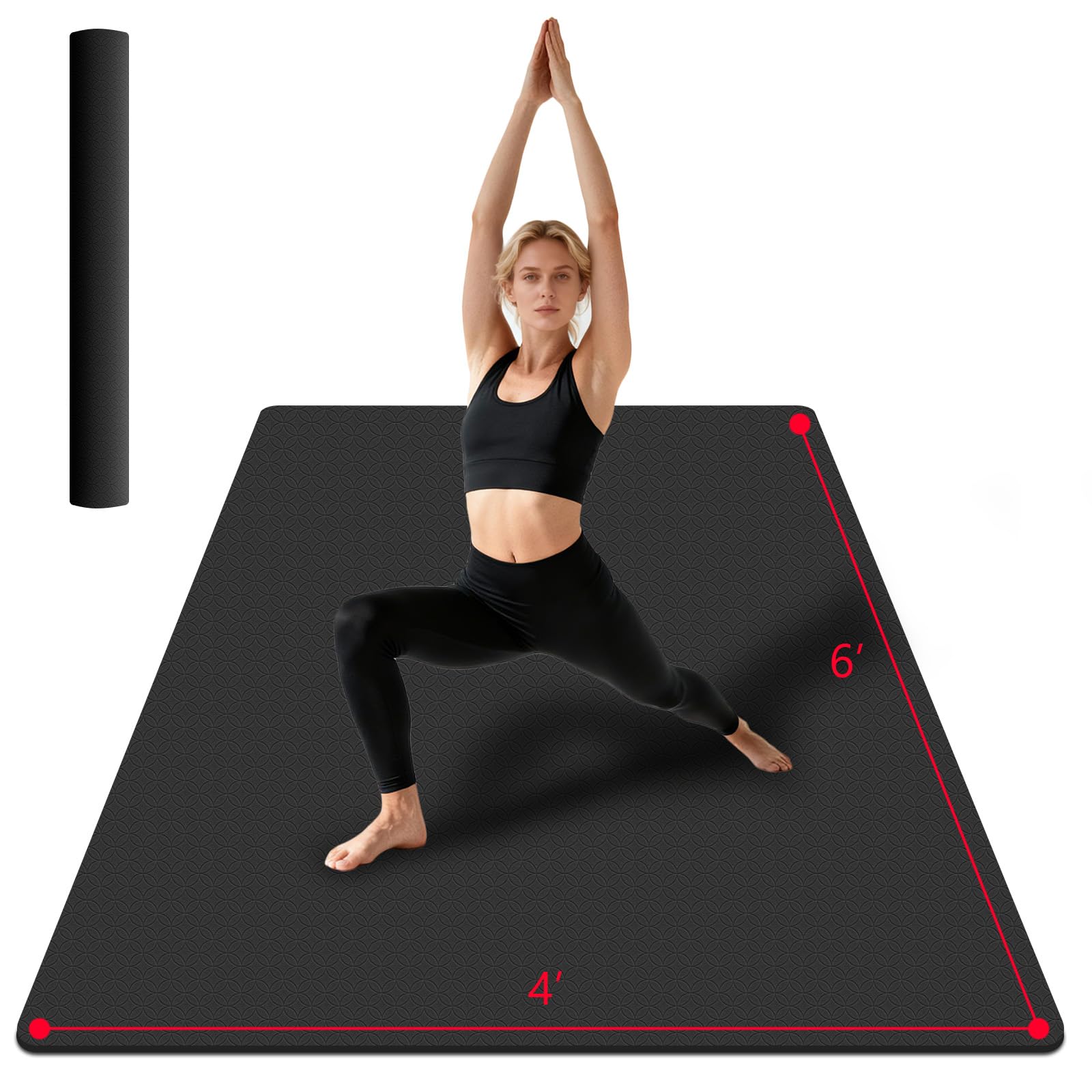 VTORY Large Yoga Mat 6x 4 Extra Wide Exercise Mat for Men and Women Yoga Mat 1 4