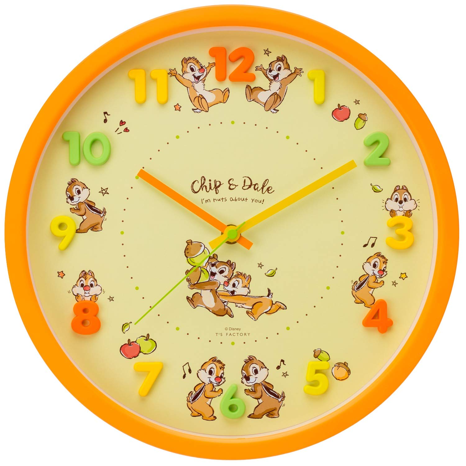 Amazon.co.jp: ディズニー 掛け時計 オレンジ チップ&デール 連続秒針