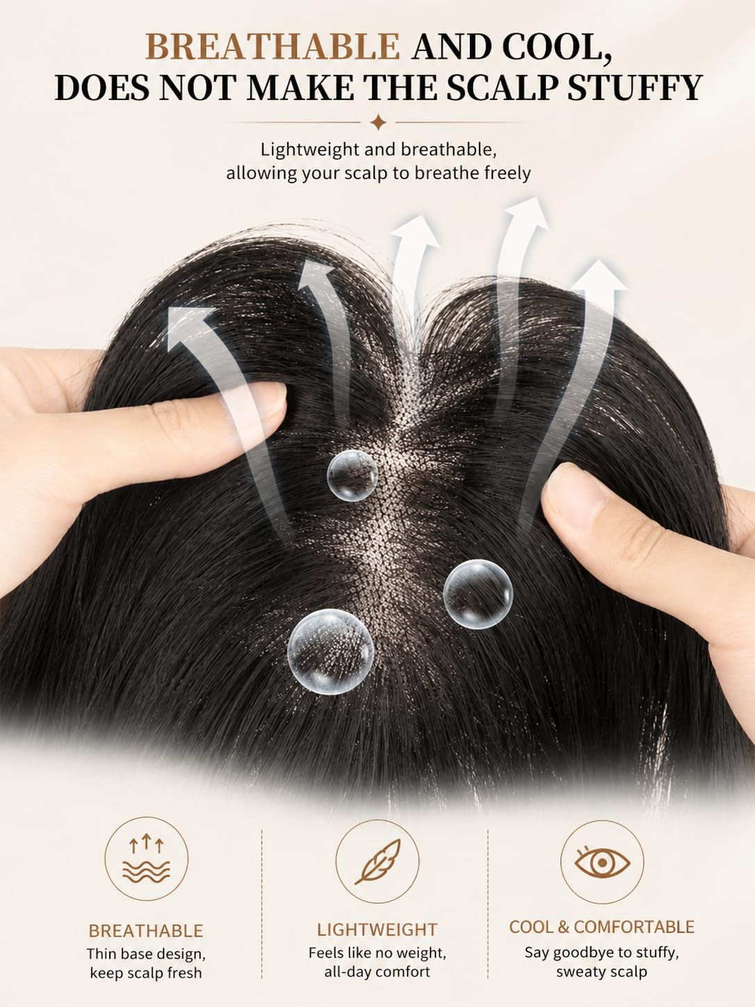 Anemone 18g Fully Hand-Tied Hair Topper for Women - Borderless Composite Lace Human Hairpiece, Tear-Resistant Clip in Wiglet for Thinning Hair & Gray Coverage (8 * 11 Dark Brown Air Bangs)