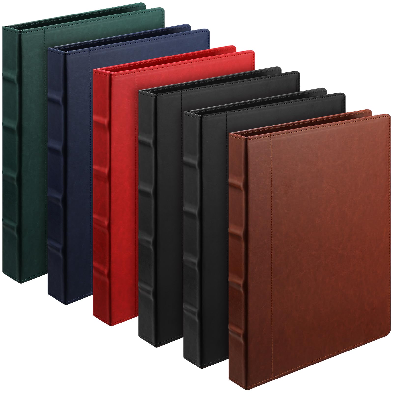 Fulmoon 6 Pcs Vintage Hardback 3 Ring Leather Binder, Portfolio Organizer Planner Binder 1 Inch 3 Ring Binder, Letter Size 13 x 9.4" PU Leather Binder for Office School (Vivid Color)