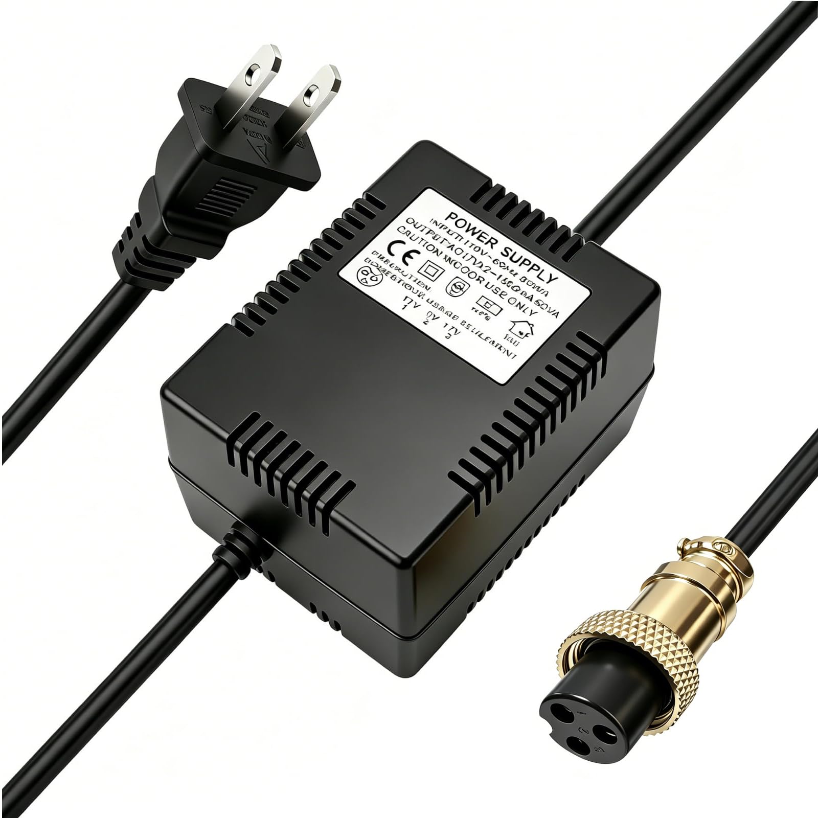 AC17V 1500mA - Adaptador de fuente de alimentación mezcladora de alta potencia, conector de 3 pines, transformador de enchufe estadounidense para Yamaha MG166C/MG166CX/MG16/6FX y otras
