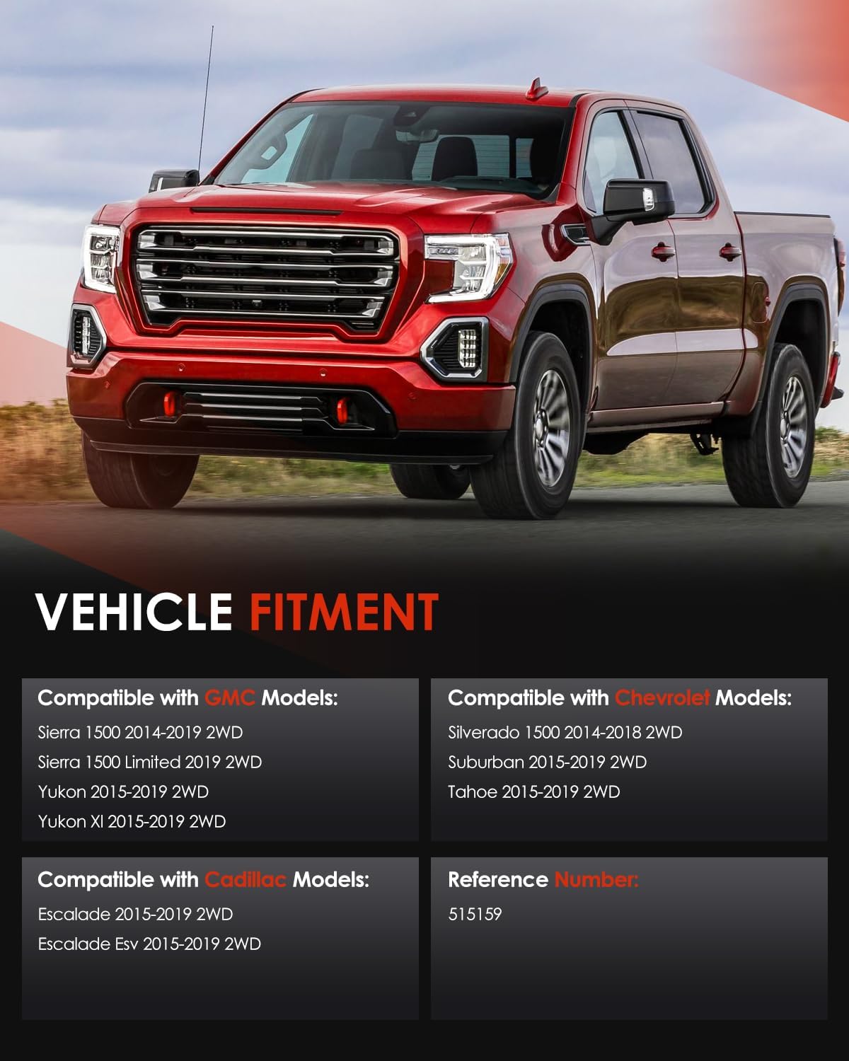 cciyu Wheel Hub Bearing Assembly 2pcs Front Left Right 6 lugs ABS with tegral Sensor 515159 for Cadillac Escalade Esv 2015-2019 2WD for Chevrolet Silverado 1500 for Gmc Yukon 2WD Wheel Hubs - Image 2