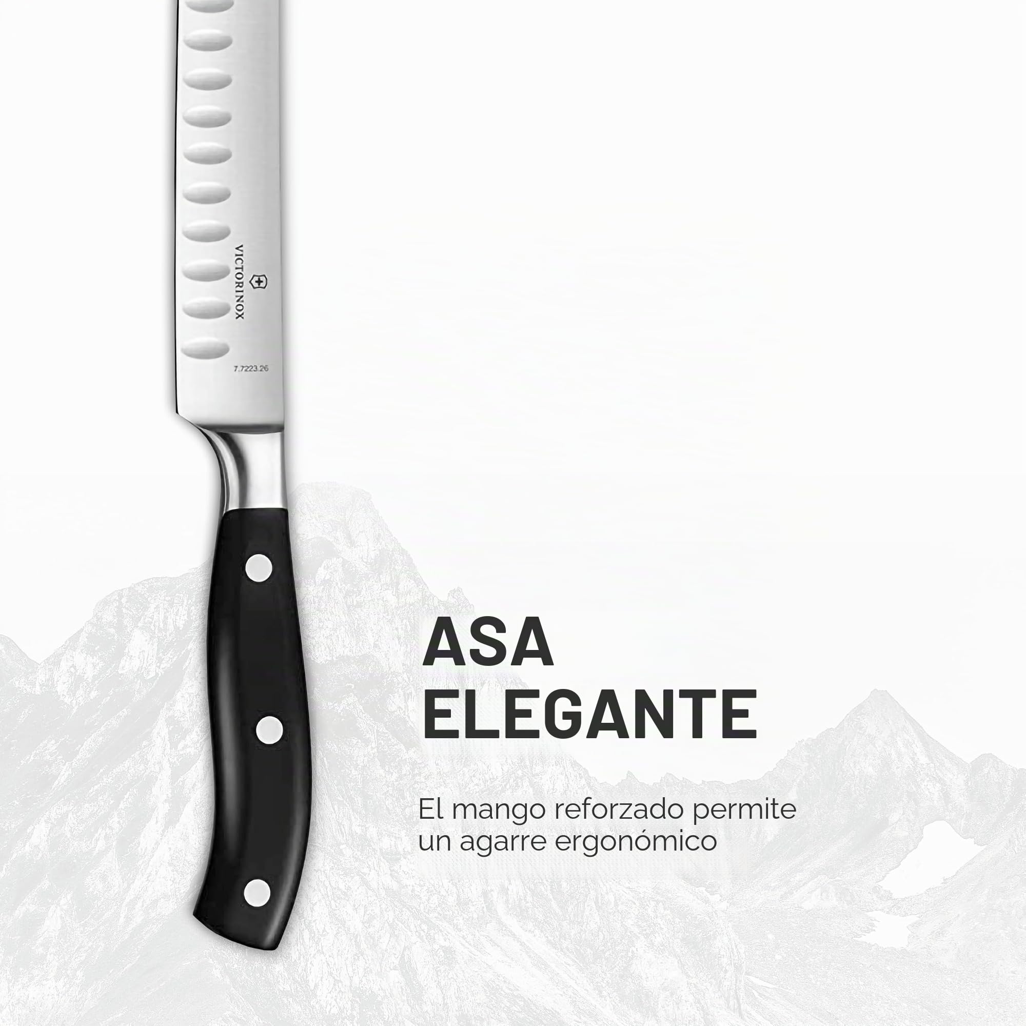 Victorinox Grand Maître, cuchillo jamonero profesional, hoja extra afilada, filo biselado, 26 cm, mango de plástico, acero inoxidable, negro
