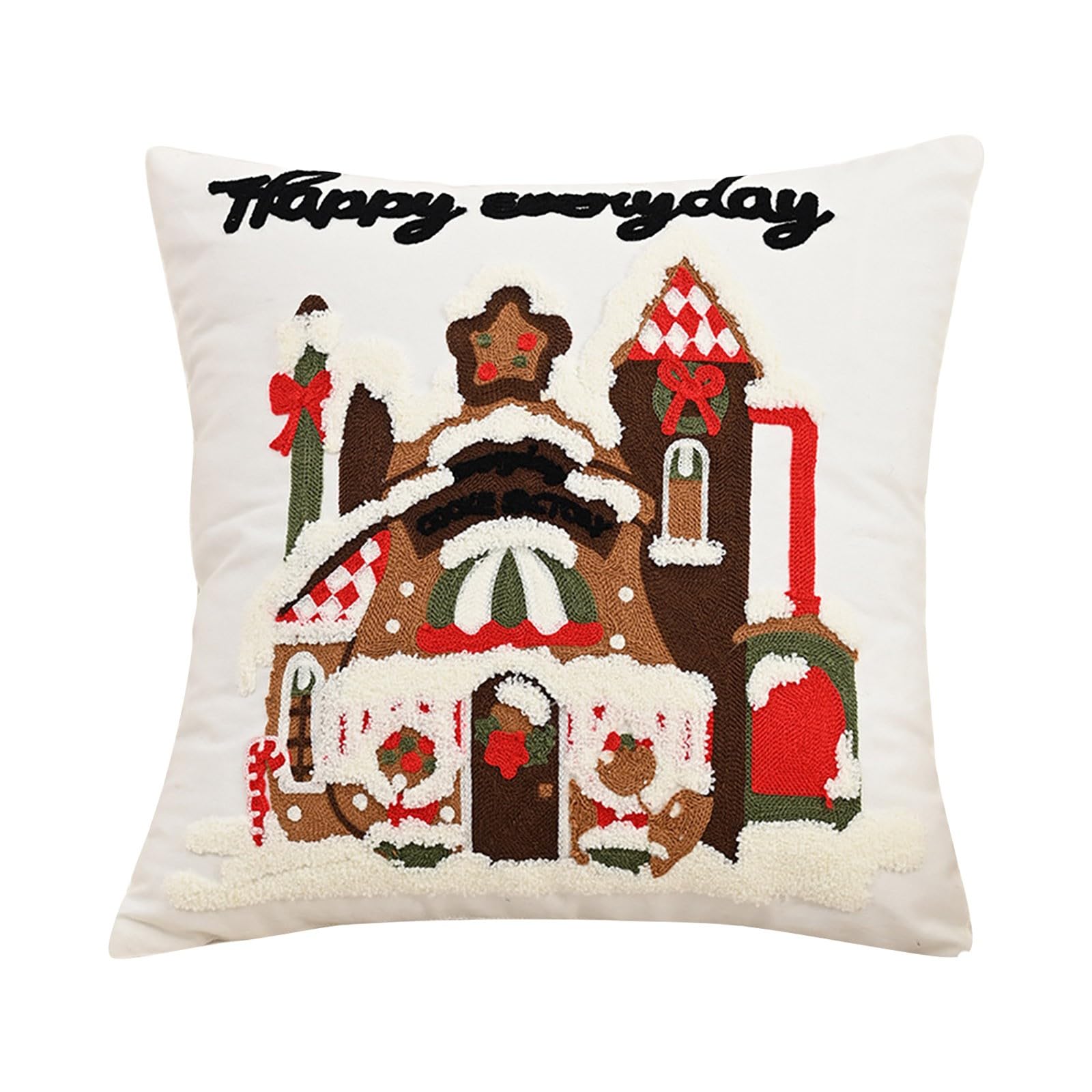 Dempiire Christmas Decorations Pillow Covers, Christmas Embroidery Pillow Case for Halloween Decor Indoor Outdoor Party Supplies Farmhouse Home Decor Throw Pillows Cover (A1)