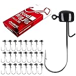 MadBite by KastKing Ned Rig Jig Heads for Soft Fishing Lures, 24-Pack Finesse Standard Mushroom Stand-up Ned Heads Kit, Needle Point Saltwater & Freshwater Versatility Ned Rig Hooks (Black, 1/8 oz)