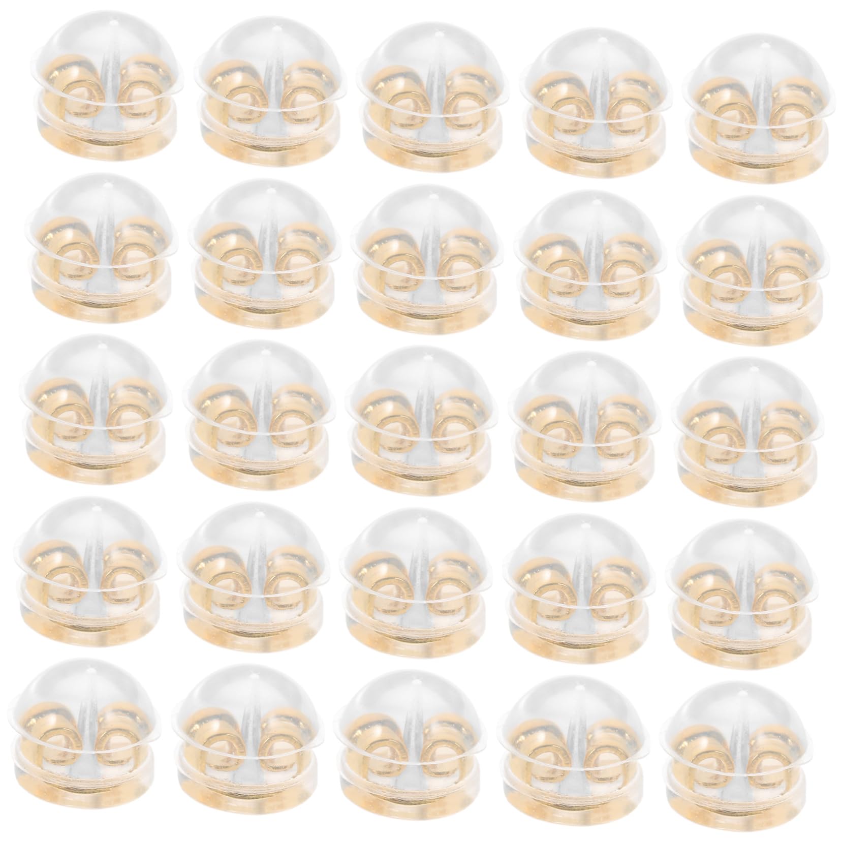 Tapones de silicona dorados para pendientes DIY accesorios de joyería diseño simple 50 piezas
