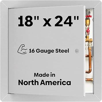BEST BA-AHD 18" x 24" Metal Access Panel with Concealed Pin Hinge, LEED Compliant 16-Gauge Steel Access Door for Non-Rated Drywall/Ceilings, White Drywall Panel with Rounded Corners, Screwdriver Latch