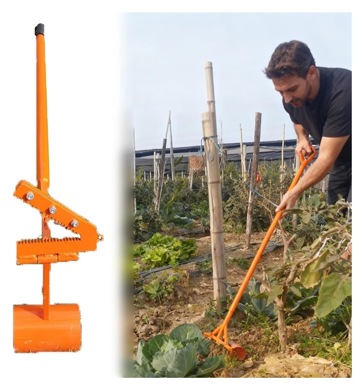 Extracteur vertical de racines d'arbres en acier renforcé avec levier réglable 135 cm