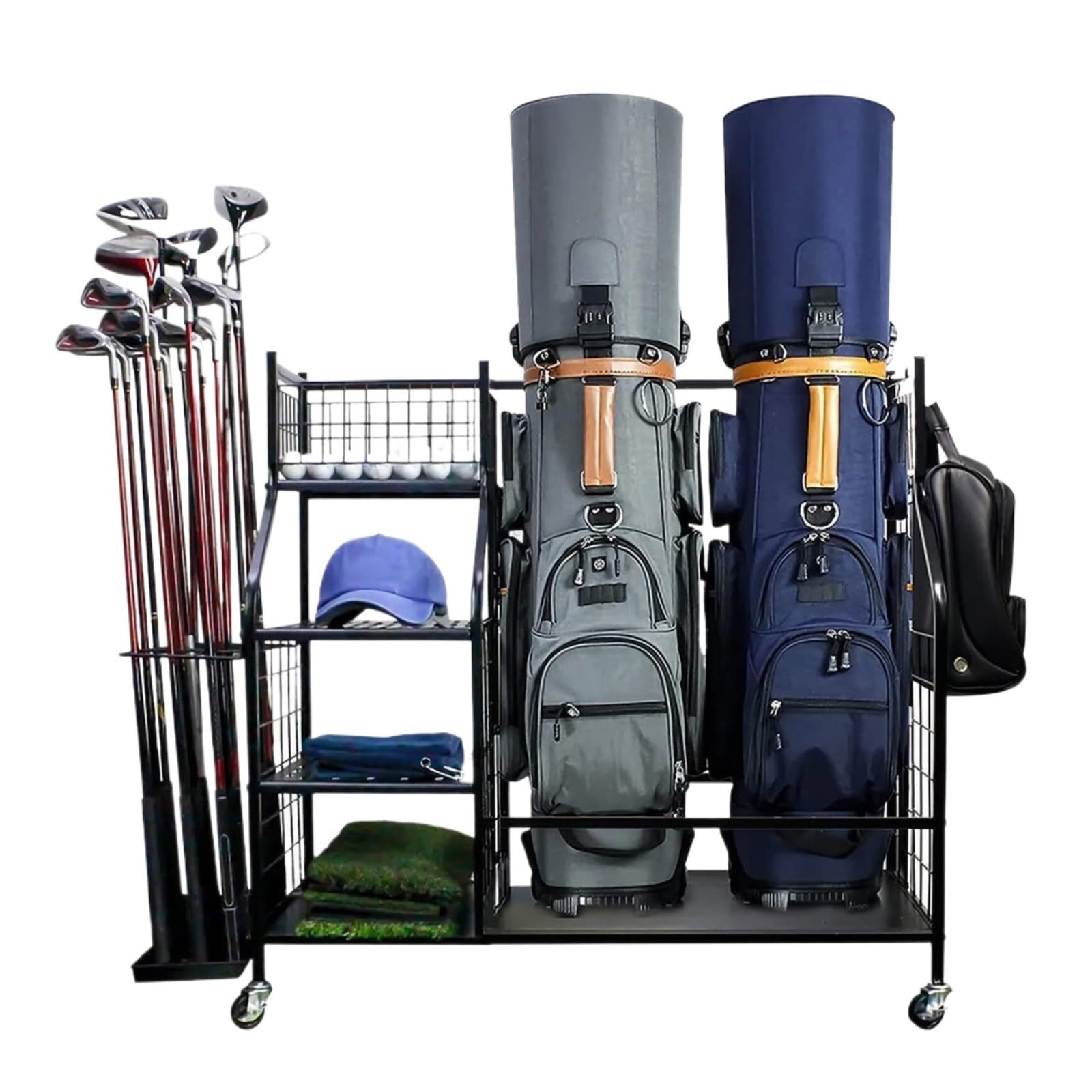 Stojak Golfowy Stojak Do Przechowywania Kijów Golfowych Z Kółkami Stojak Do Przechowywania Kijów Golfowych Metalowy Stojak Do Przechowywania I Eksponowania Sprzęt Do Treningu Golfowego Organizator Gol