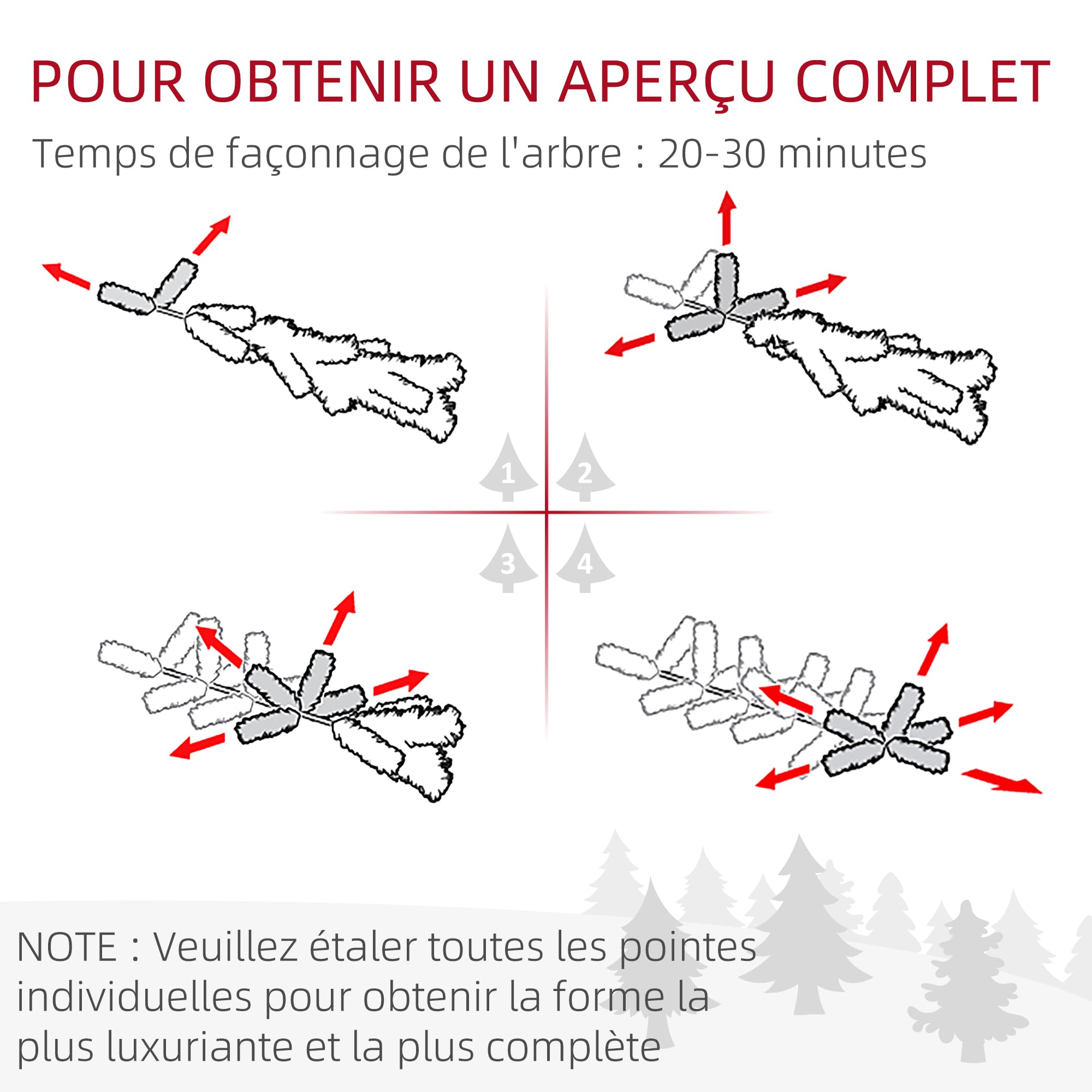 HOMCOM Sapin de Noël Artificiel 180 cm avec 618 Branches Enneigées Vert | Support en Acier, Socle Pliable