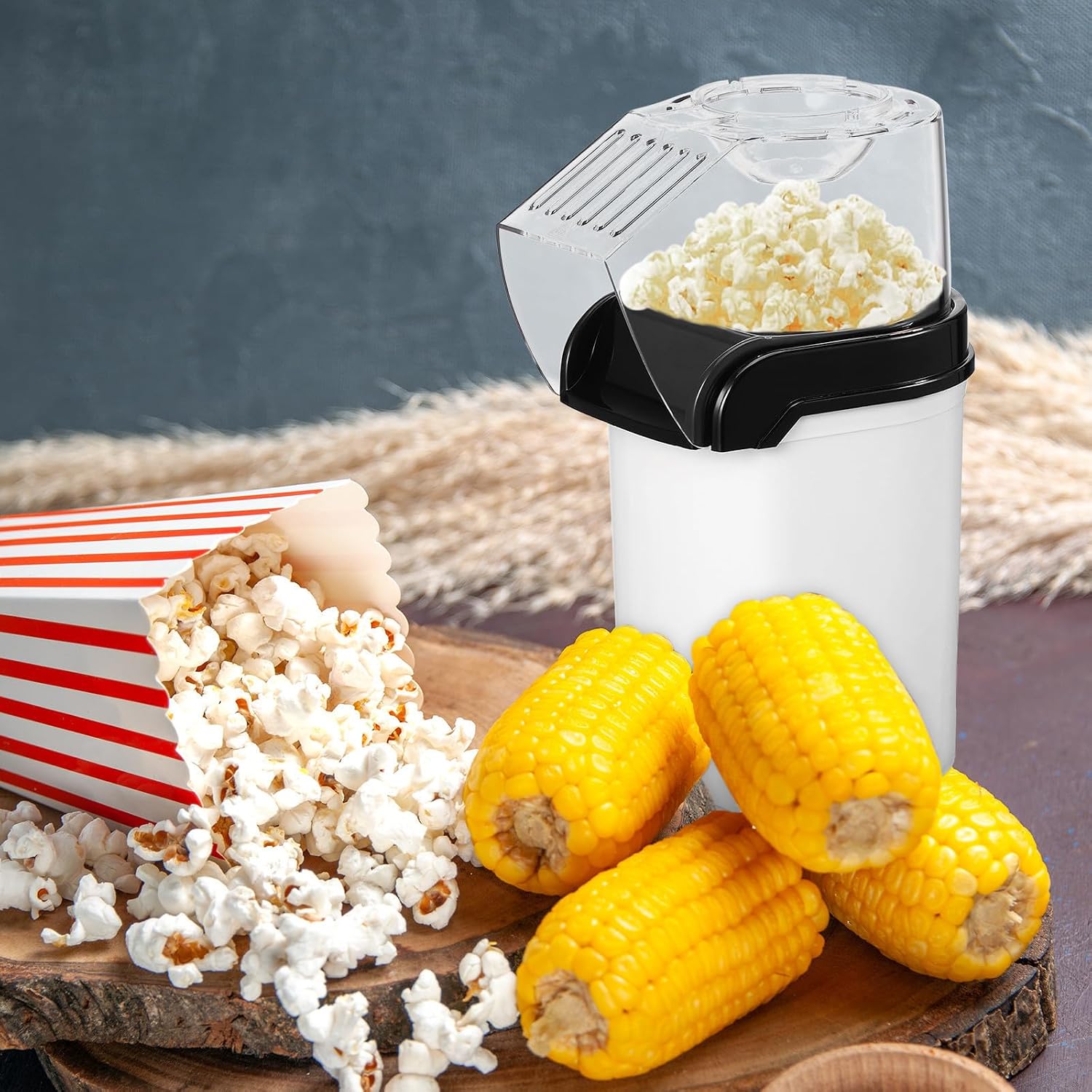 Electric Hot Air Popcorn Maker with Automatic Ejection, 1200w