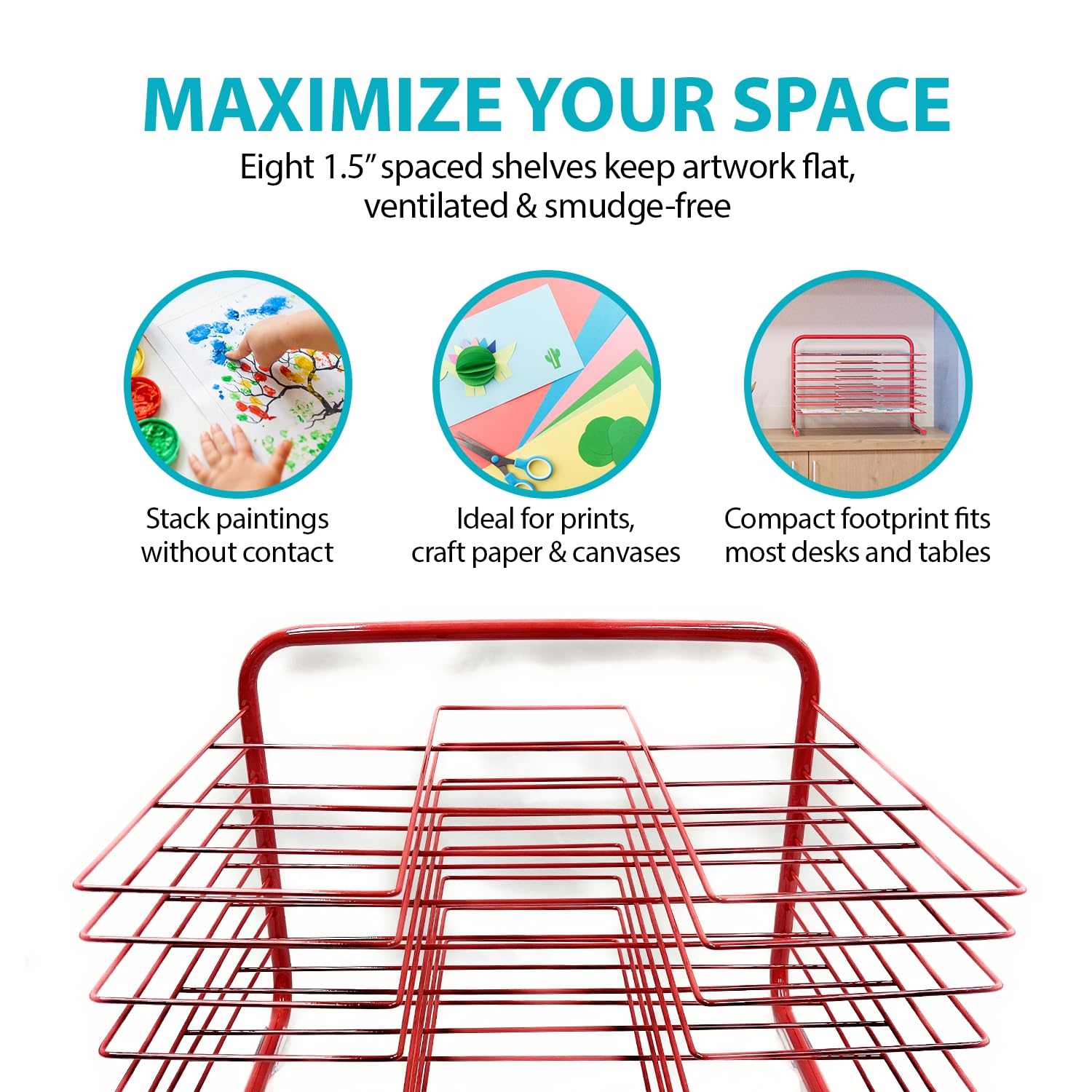 Art Drying Rack – No Assembly Required, Durable Arts and Crafts Organizer for Home and School, Kids’ Art Storage Rack, Metal Painting Organization and Storage for Arts, Crafts & Drawings