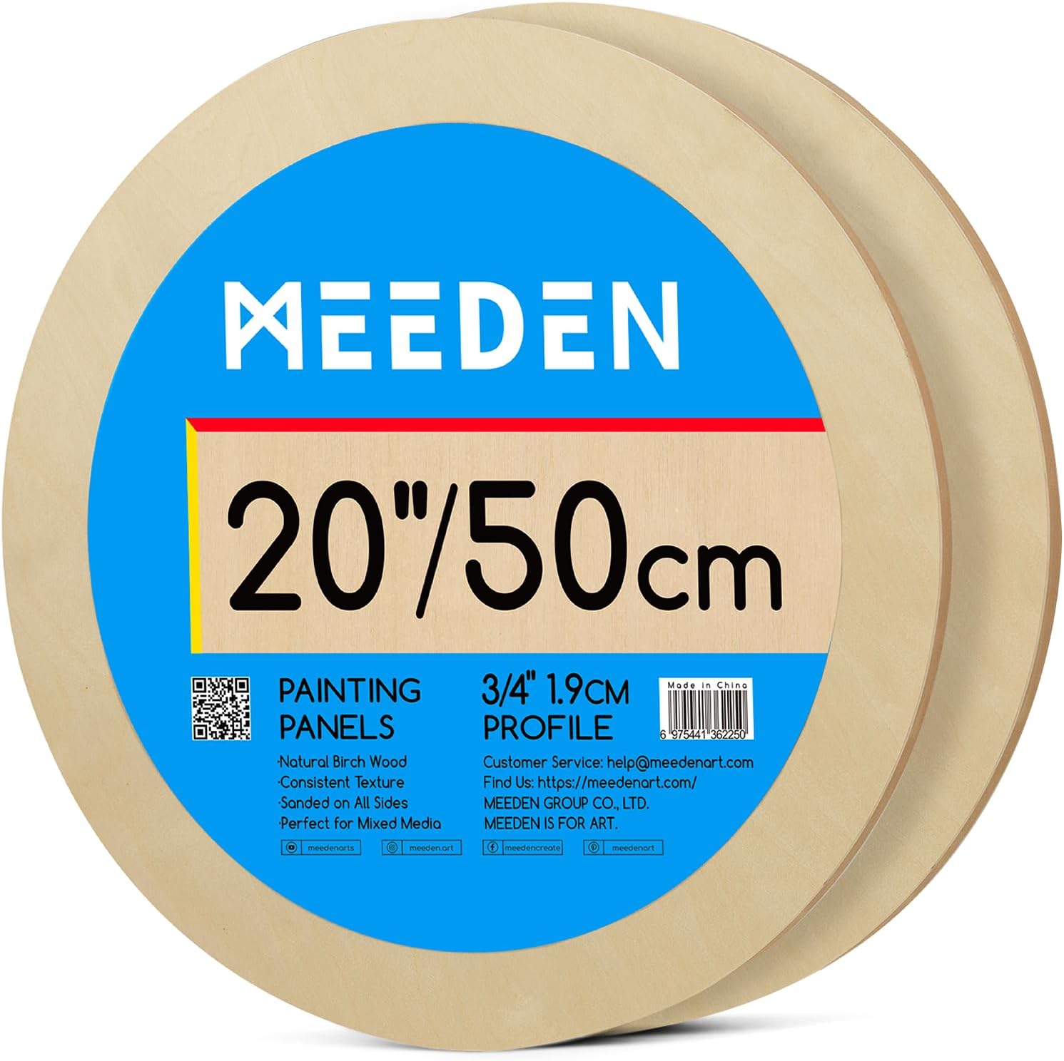 MEEDEN Round Wood Canvas Panels: 3/4" Deep 20" Dia Round Wooden Canvas Panel - Pack of 2 Cradled Wood Art Boards for Pouring Art, Crafts, Painting