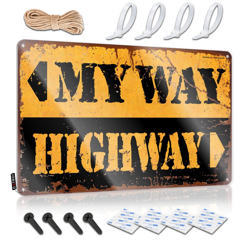 STWNVOITV Tin Signs For Garage My Way Highway Sign Metal Signs Funny Bar Rules Sign(30X40CM)