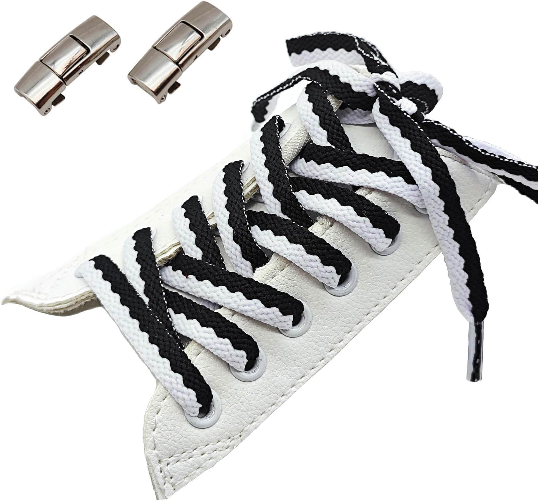 HAOBIN1 Pair Flat Shoelaces Two Colours Flat Shoe Laces Flat Sneaker Shoelace Sneaker Laces with Metal Capsule, Suitable for Sports Shoes