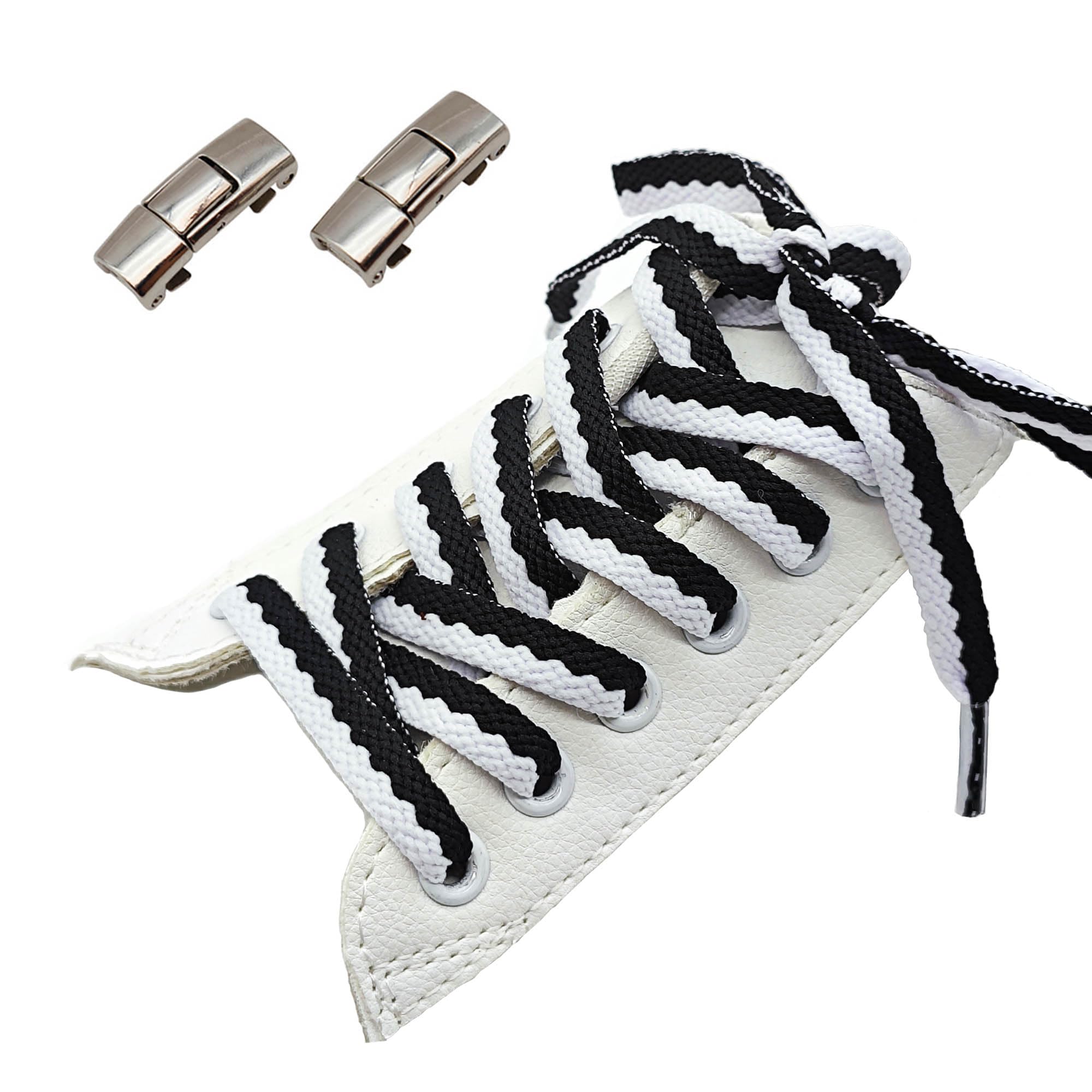 HAOBIN1 Pair Flat Shoelaces Two Colours Flat Shoe Laces Flat Sneaker Shoelace Sneaker Laces with Metal Capsule, Suitable for Sports Shoes