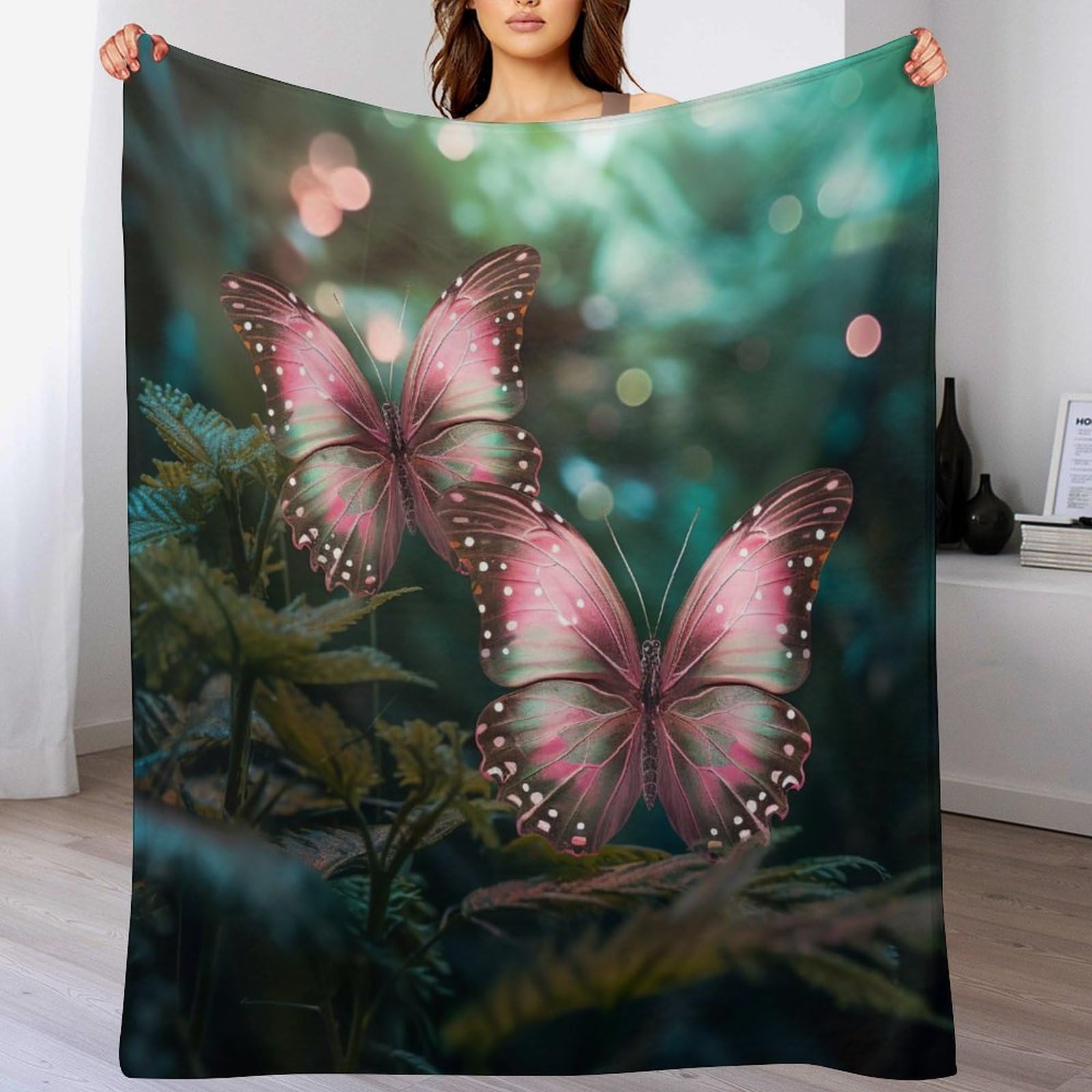 Couverture polaire papillon 3D 140x180 cm plaid canapé en flanelle légère