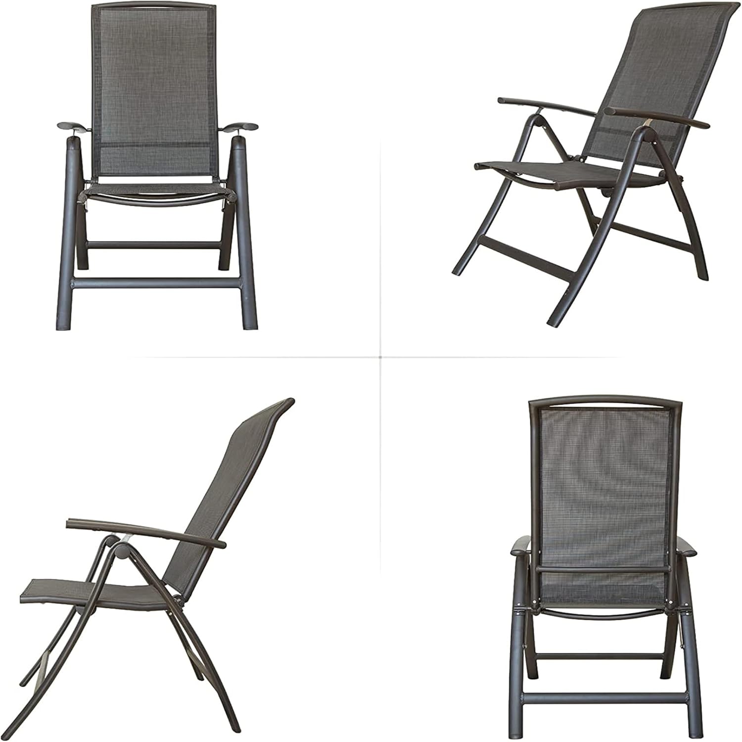 Folding Patio Chairs Set of 2, Aluminium Frame Sling Lawn Chairs with Adjustable High Backrest, Patio Chairs for Outdoor, Camping,Porch,Balcony(Fabric,2 Chairs)