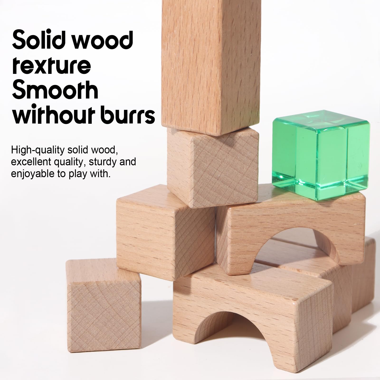 Juego de 100 bloques de construcción de madera de haya y acrílico