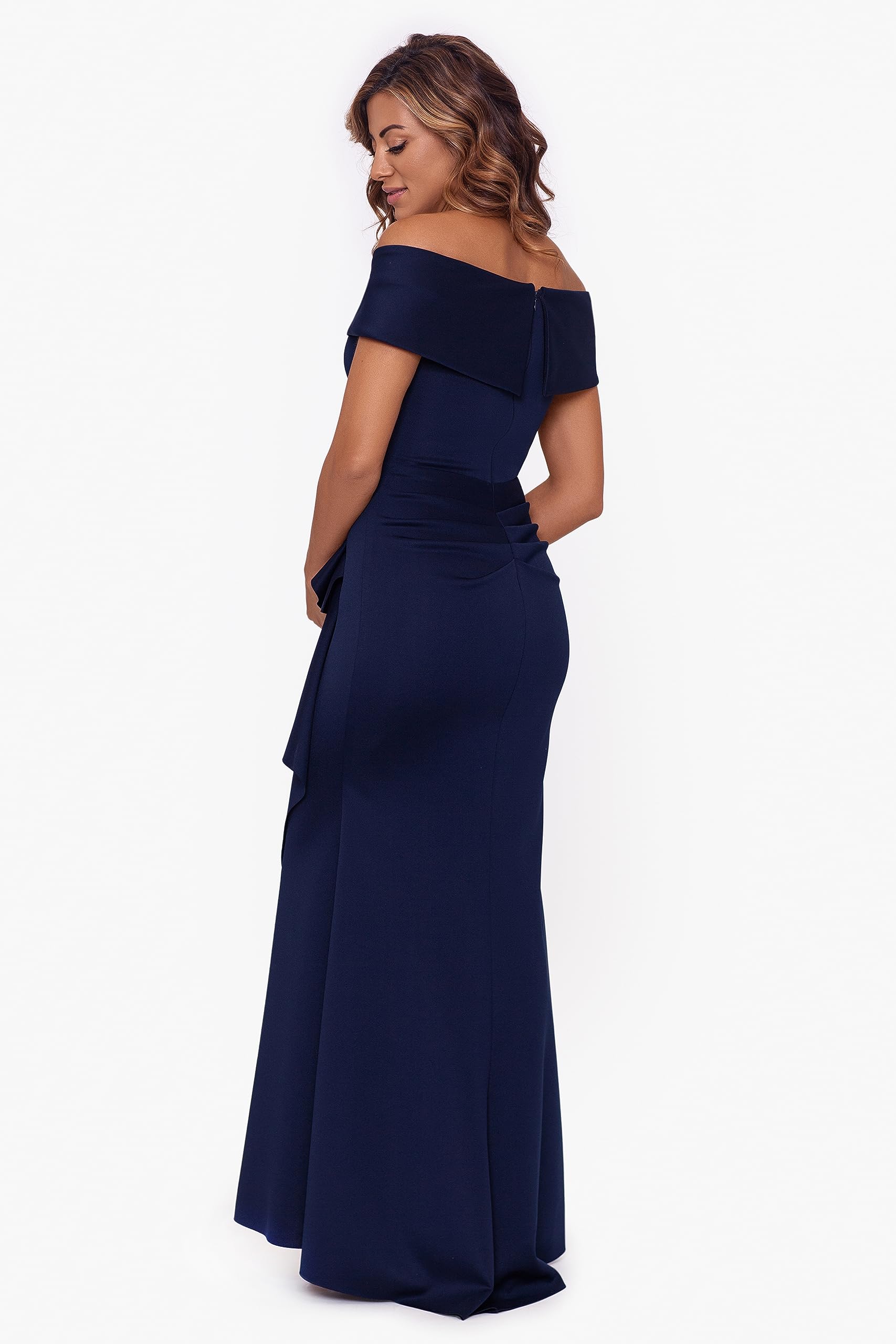 xscape long dress XSCAPE Petite Off-The-Shoulder A-Line Long Dress