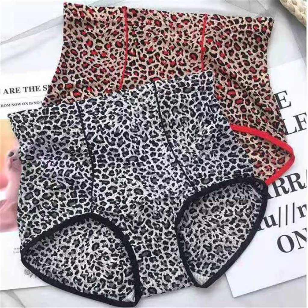 2-pak Leopard Print Majtki Ice Silk Comfort Bokserki Seksowne bezszwowe majtki z wysokim stanem