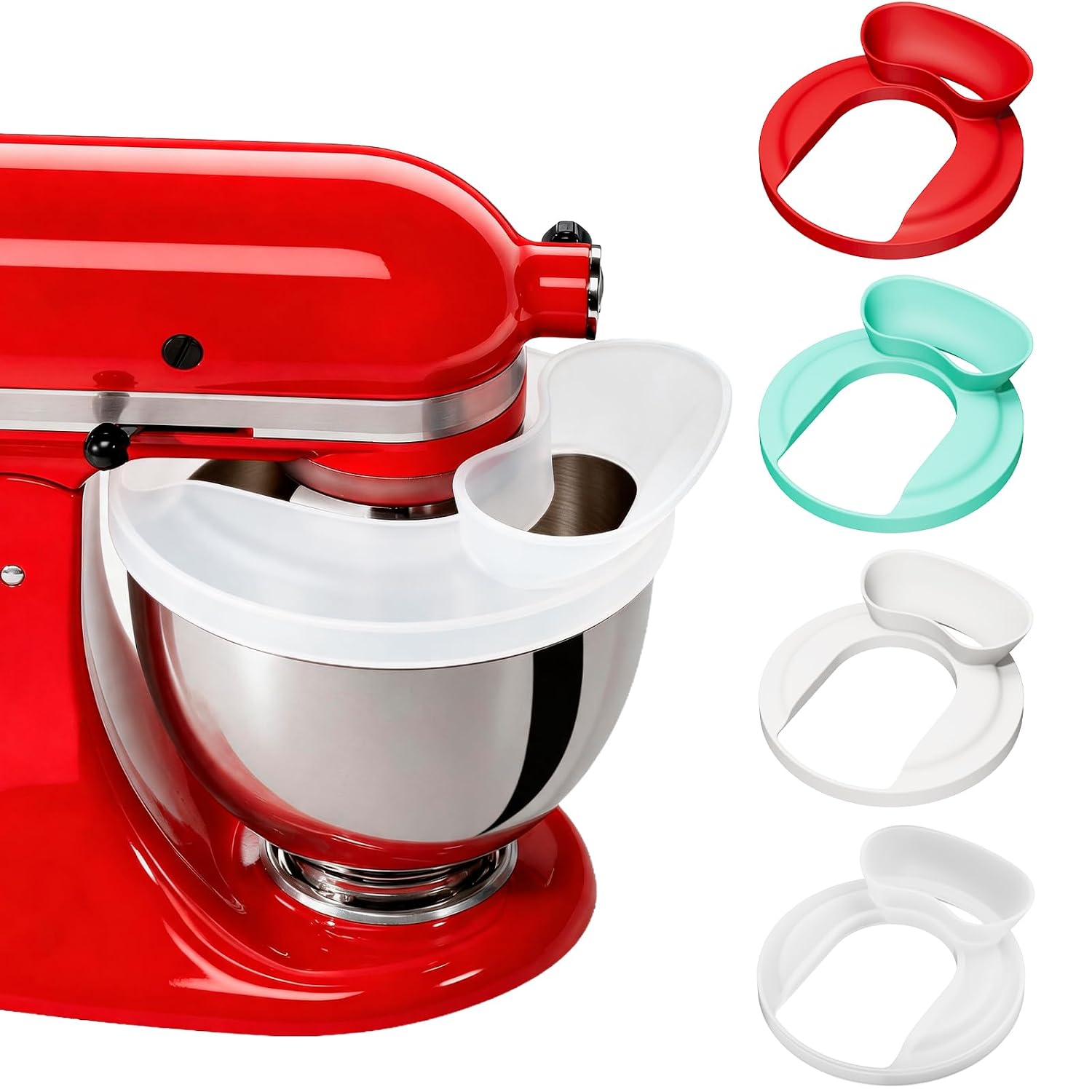 Silicone Kitchen Aid Splash Guard for 4.5-5QT Mixer, Transparent | Adapted for Stand Mixer & Tilt Head Mixer, Mixing Bowl Pouring Shield & Flour Funnel, Kitchen Aid Accessories and Attachments