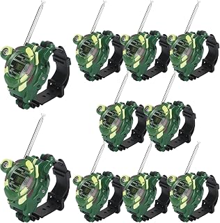 10 Pcs Walkie Talkie Watch Camouflage Watch Army Toys 7 in 1 Digital Walkie Talkie Wrist Watch 2 Way Walky Talky Watches with Backlit LCD Flashlight Military Interphone Toy