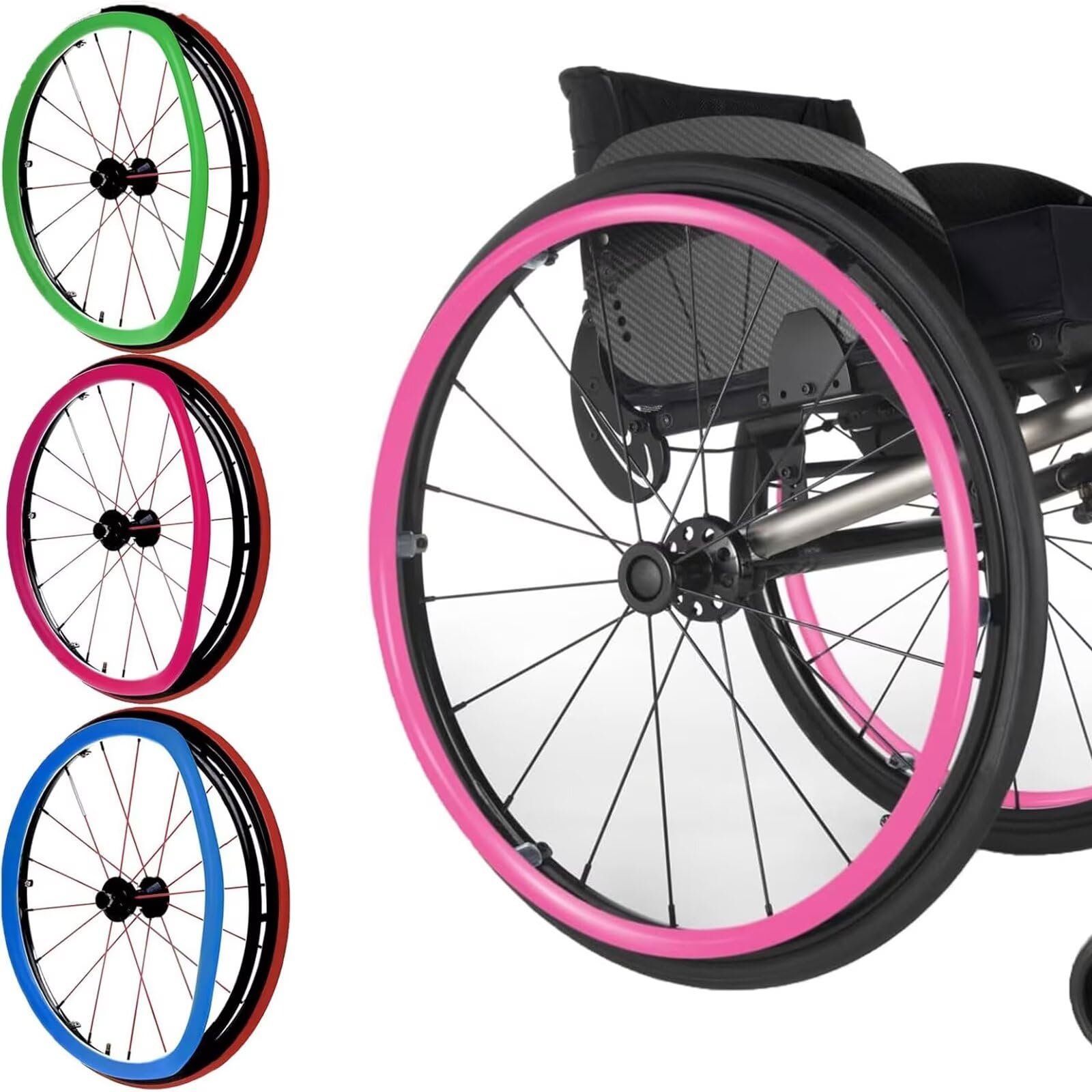 Fundas antideslizantes para llantas de silla de ruedas de 56/60 cm - Mejoran el agarre y protegen el empuje manual - Accesorio duradero para rueda trasera - Funda para silla de ruedas [Clase energétic