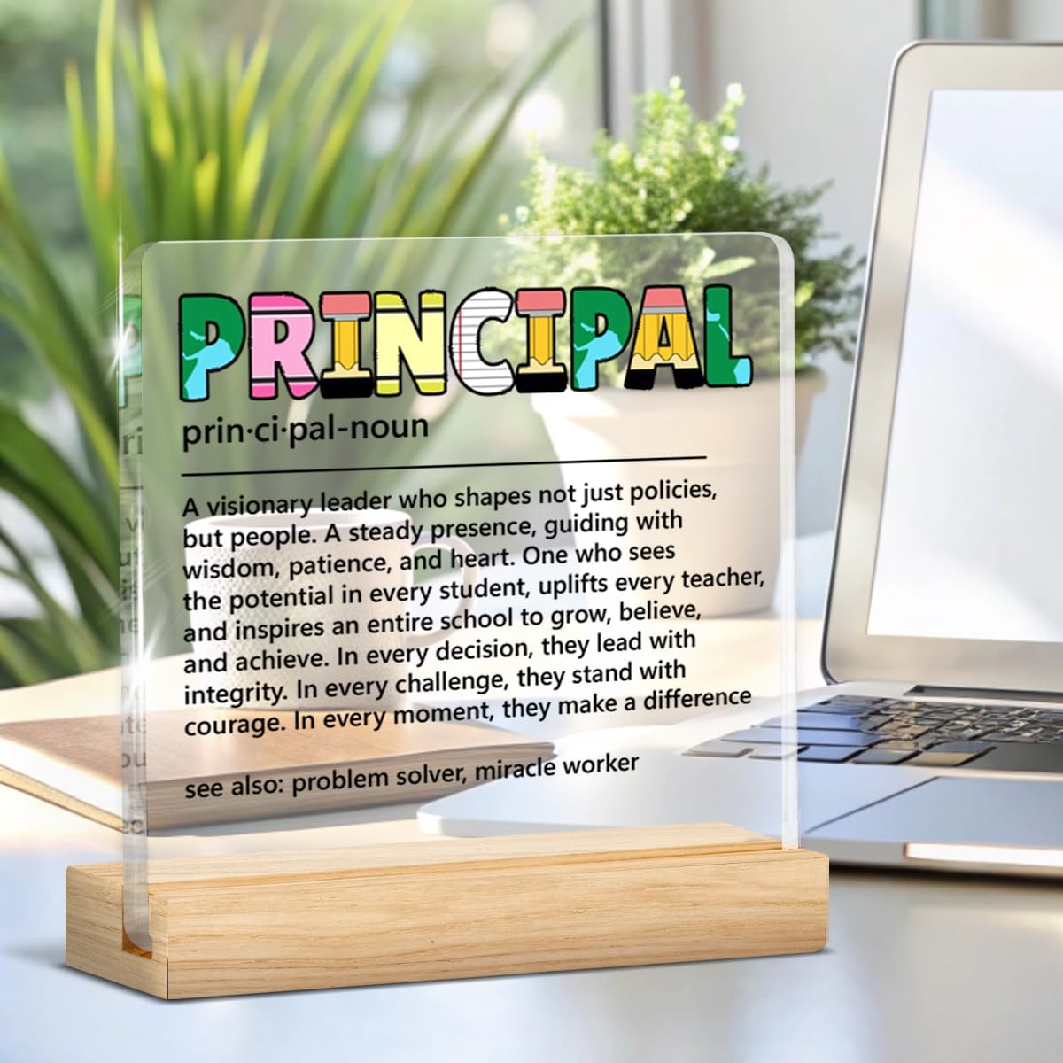 Principal for Women Men, Gifts for Principals Thank You Retirement Back to School End of Year, Principal Definition Acrylic Sign Office Desk Decor - Image 4