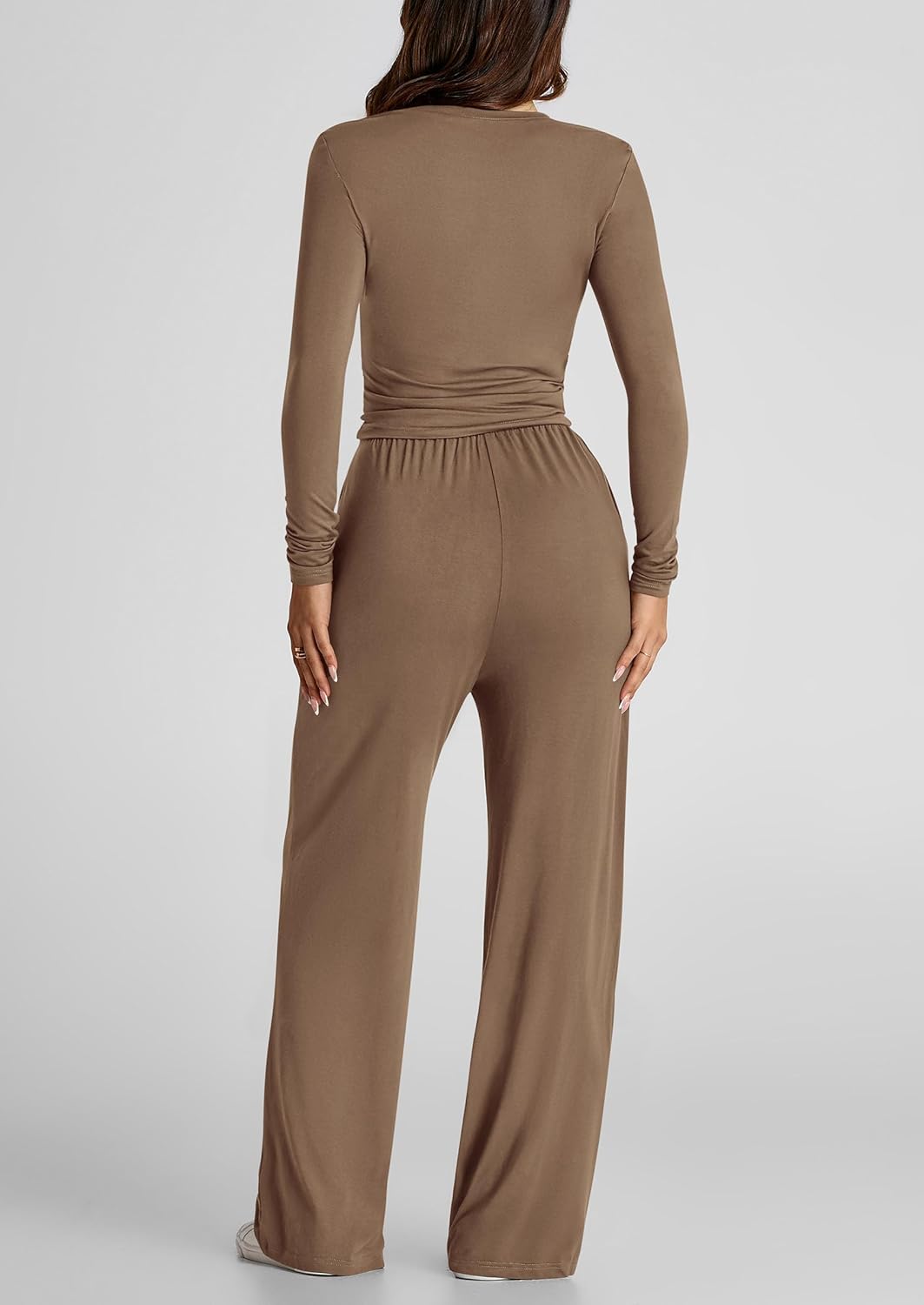 PRETTYGARDEN Women's 2 Piece Outfits Fall Tracksuits Long Sleeve Crop Tops Wide Leg Pants Spring Matching Lounge Travel Sets - Image 2