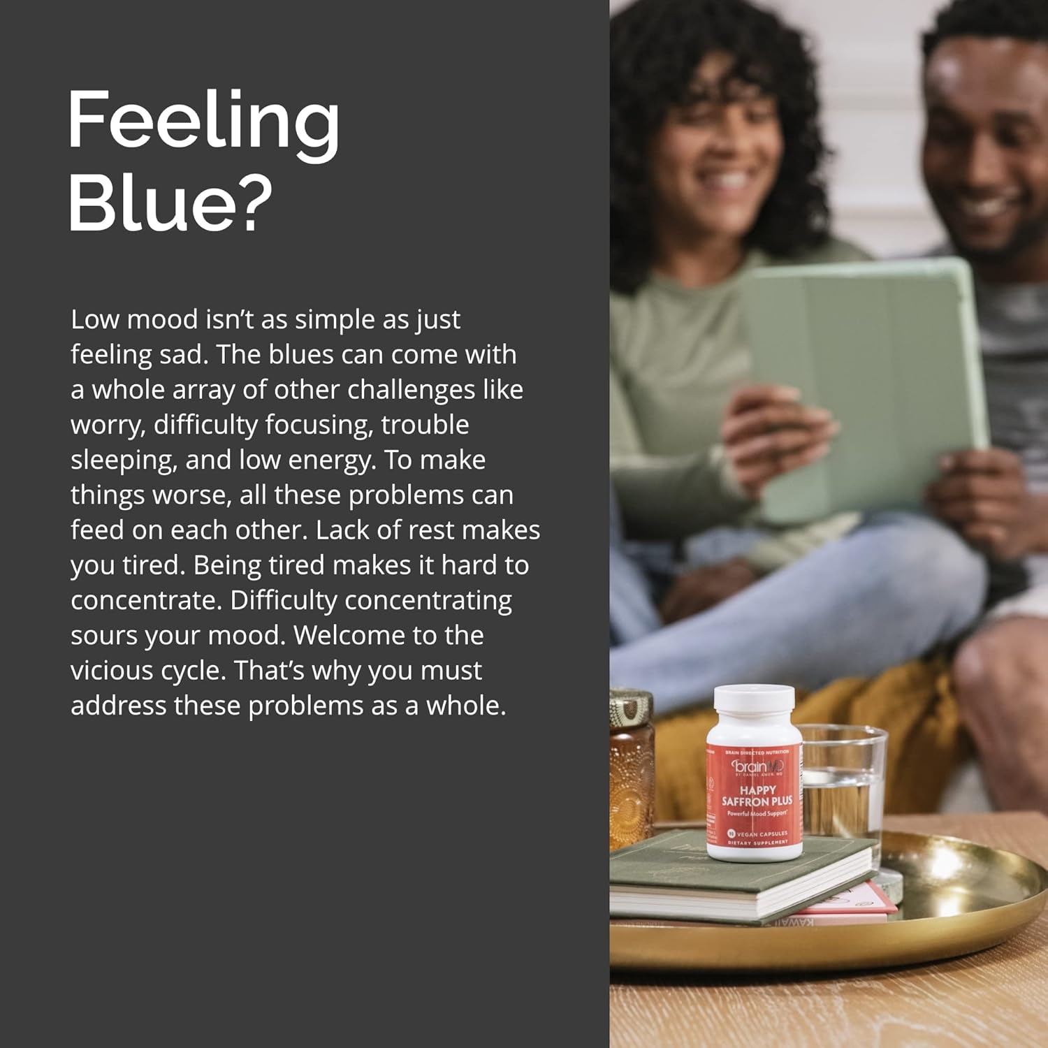 BRAINMD Dr Amen Happy Saffron Plus - 90 Capsules - with Saffron Flower Extract, Curcumin & Zinc - Vegan, Gluten Free - 30 Servings - Image 5