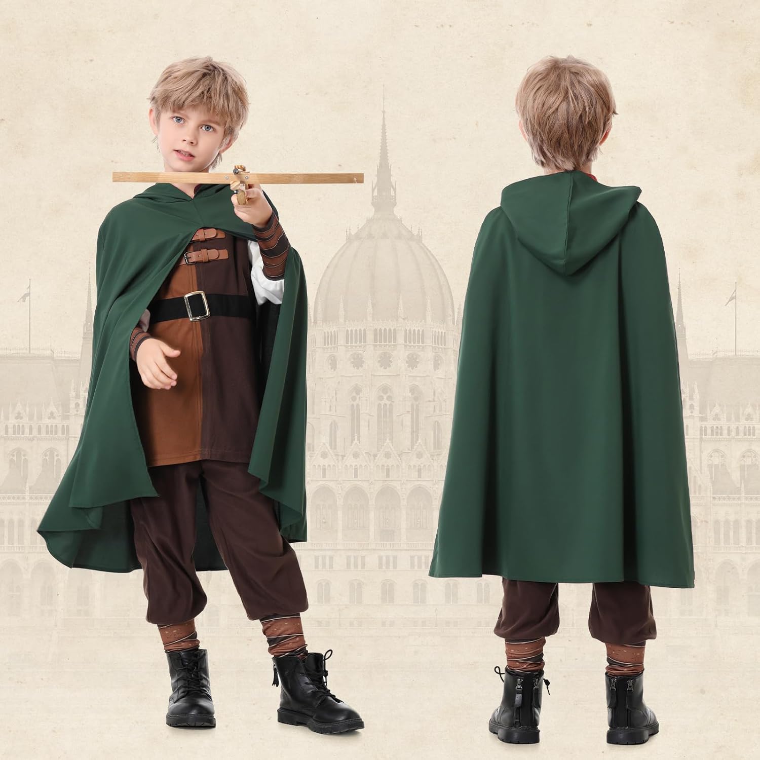 Ezuwail Boys Renaissance Costumes Outfit Kids Medieval Viking Costume Sets for Halloween, Ren Fair - Image 4