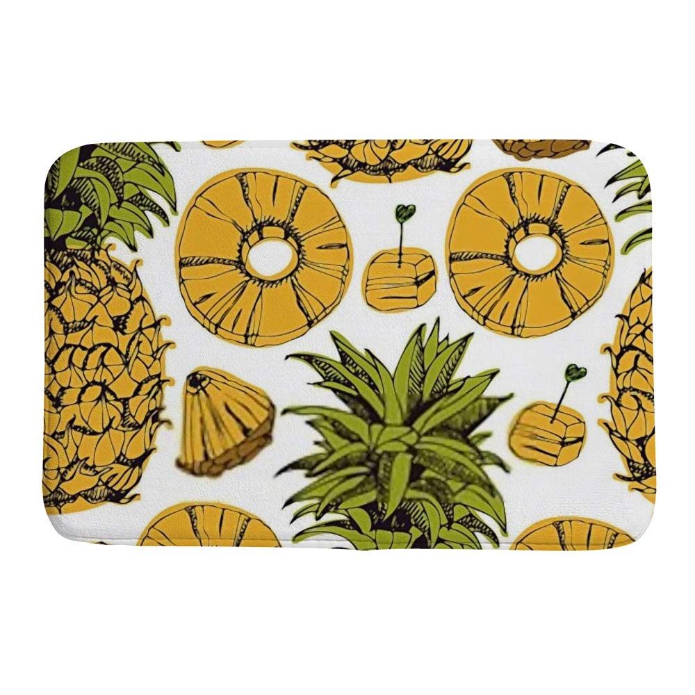 Tapis de bain ananas CHEHONG en polaire corail vive 80x50 cm