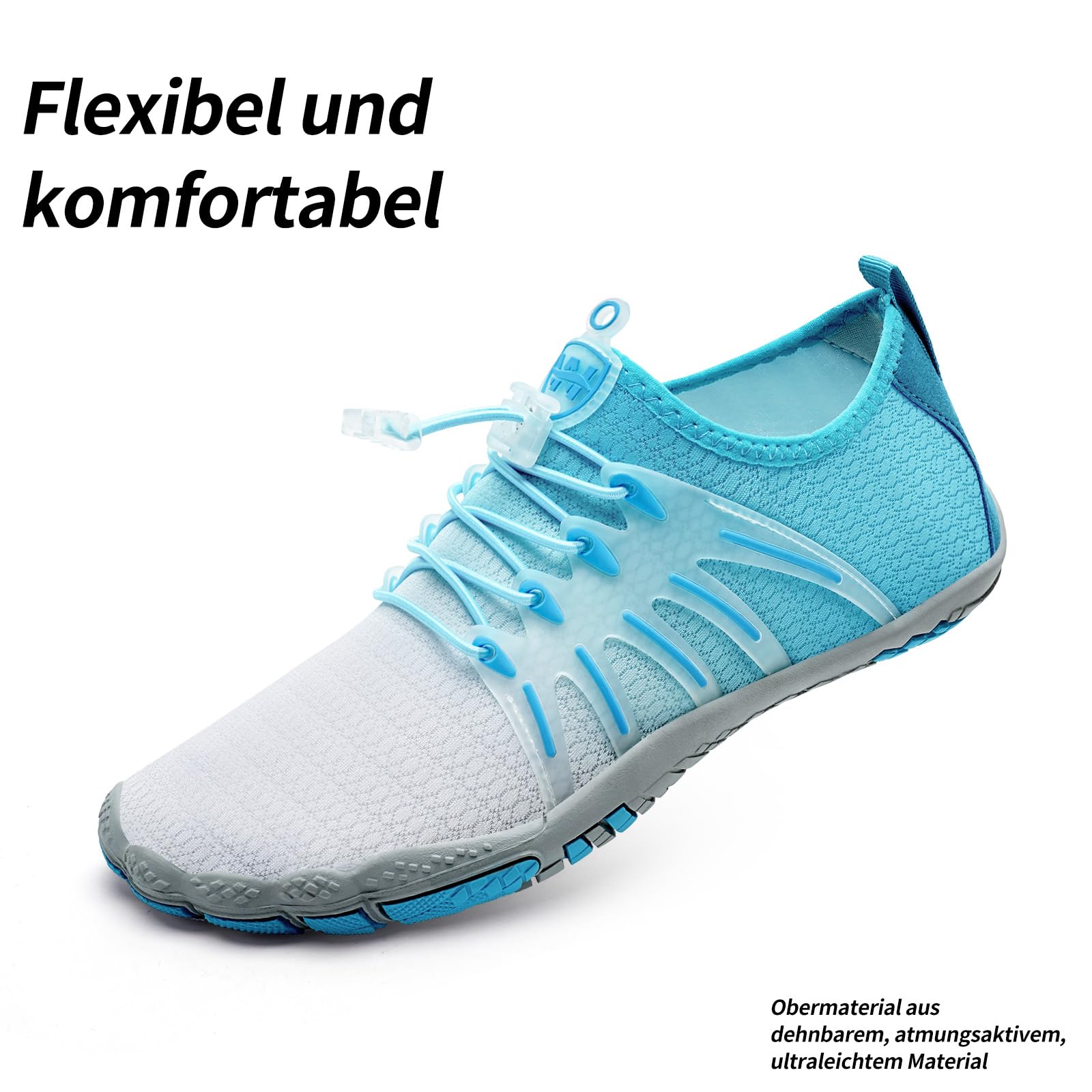 WateLves Unisex Barfußschuhe Damen Herren Wasserschuhe Badeschuhe Schnell Trocknend Weich Traillaufschuhe Fitnessschuhe mit rutschfest Sohle & Breiter Zehenbox