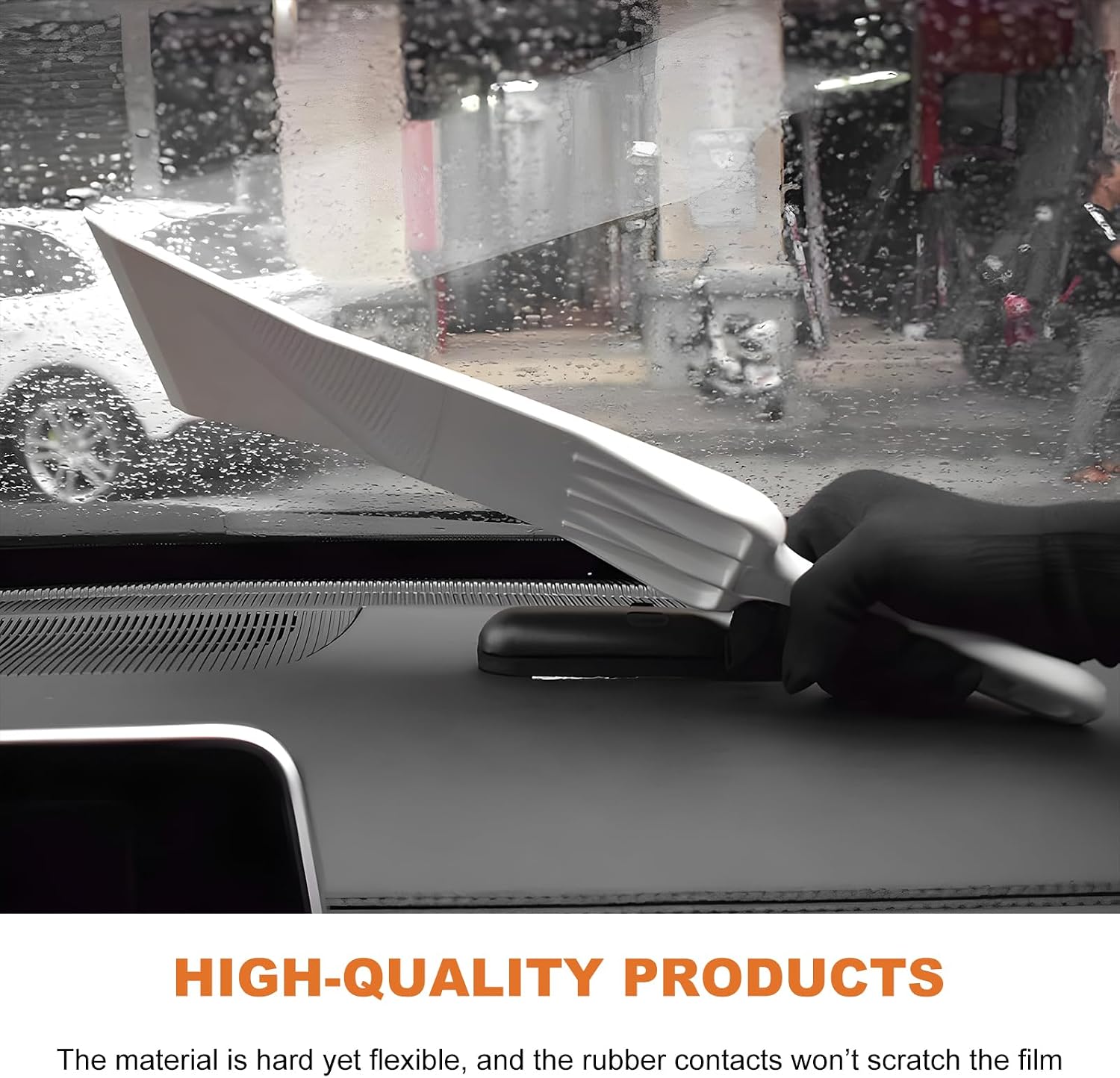 Bulldozer Squeegee, Automotive Flat Glass Squeegee for Front & Rear Window Cleaning, Windshield Tint Bulldozer Scraper Durable Plastic Vinyl Wrap Tool for Most Vehicles