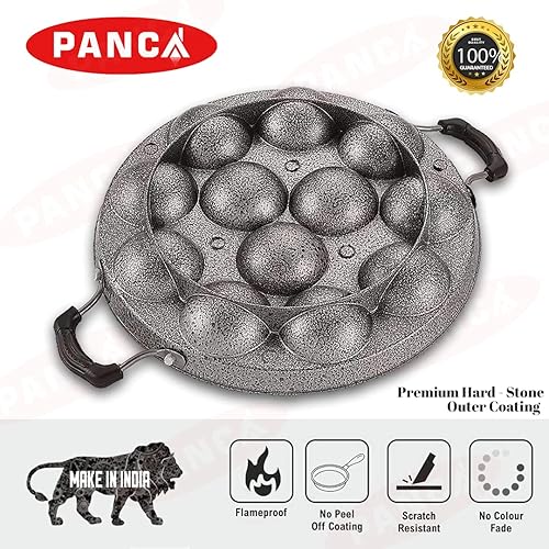 Miniatura 4 de 12 cavidades Appam Maker antiadherente con tapa, bandeja de aluminio, espátula, fregador, máquina de aplicación, bandeja para manzanas, Appe Tawa