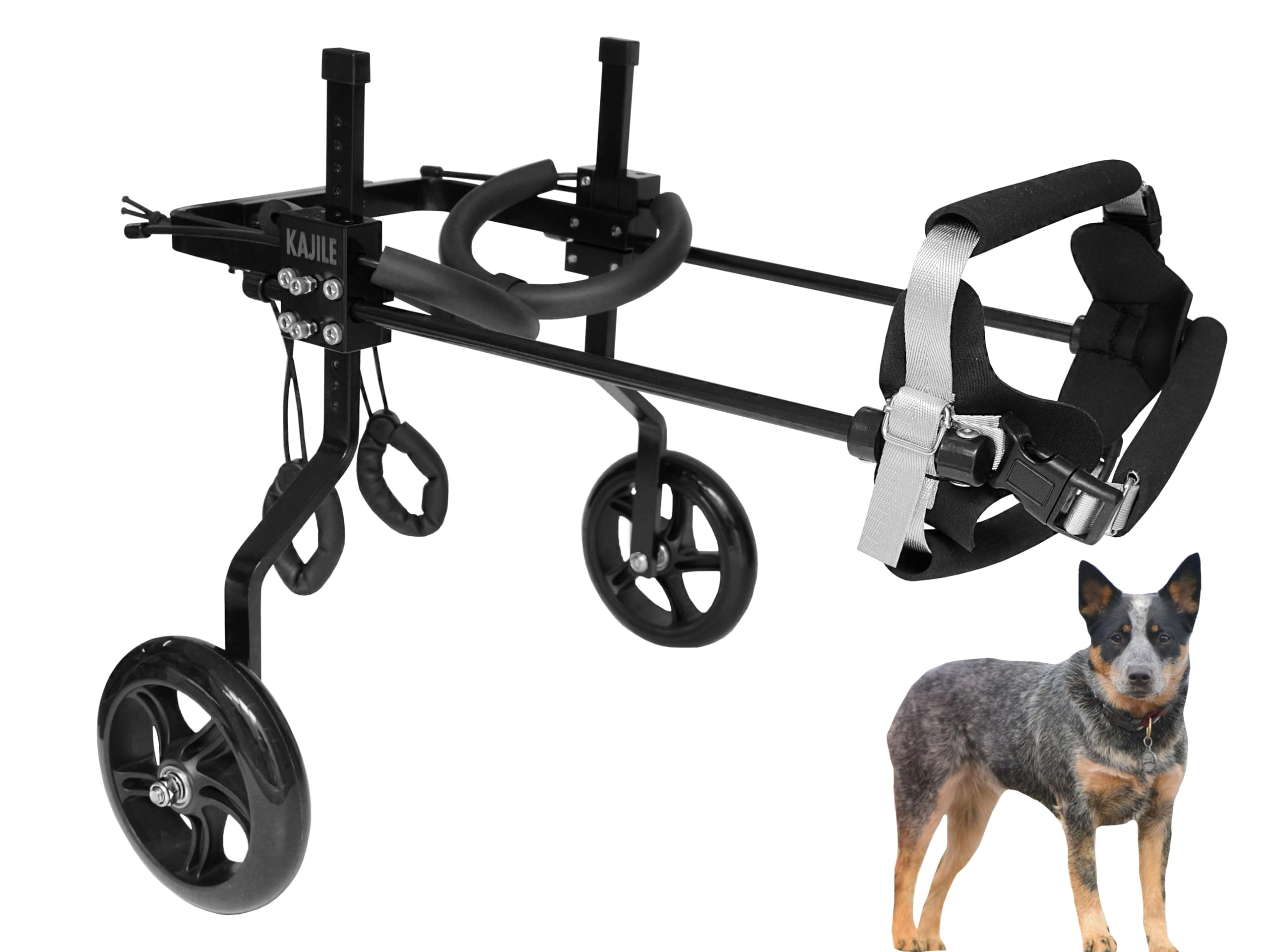 KAJILE Adjustable Dog Wheelchair,Pet Cart,Handicap Dog Weak Hind Legs Rehabilitation Training,Fit Pet Height 40-50cm,Pet Width 19-25cm,Pet Length 27-35cm,L-2 — image 1