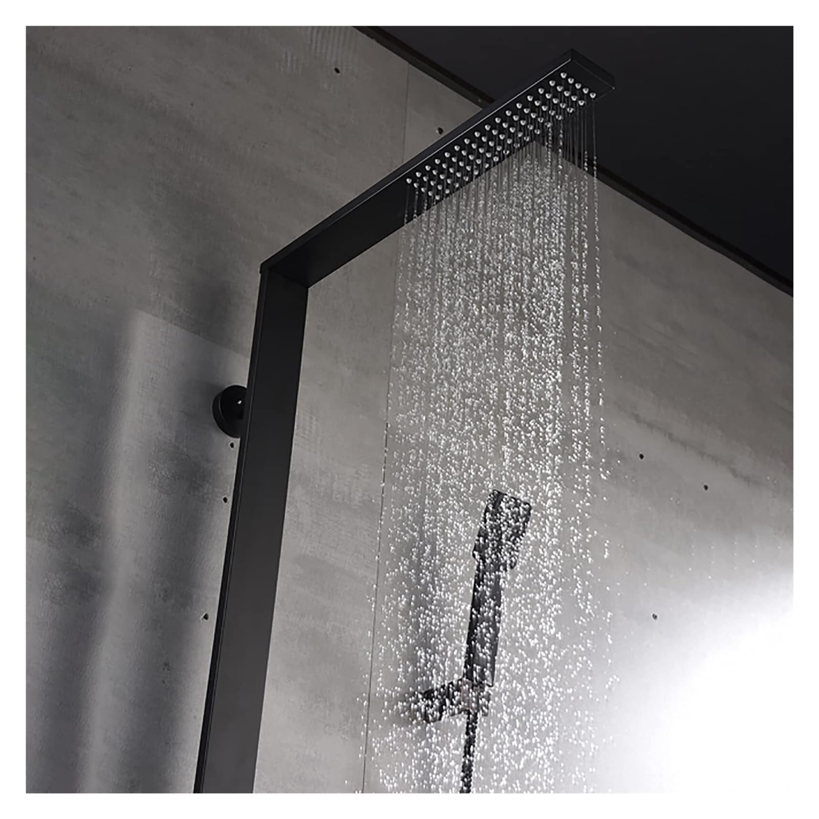 Sistema doccia 3 in 1 nero – Soffione doccia a pioggia, spruzzatore portatile e beccuccio per vasca – moderno aggiornamento del bagno per il massimo comfort e stile