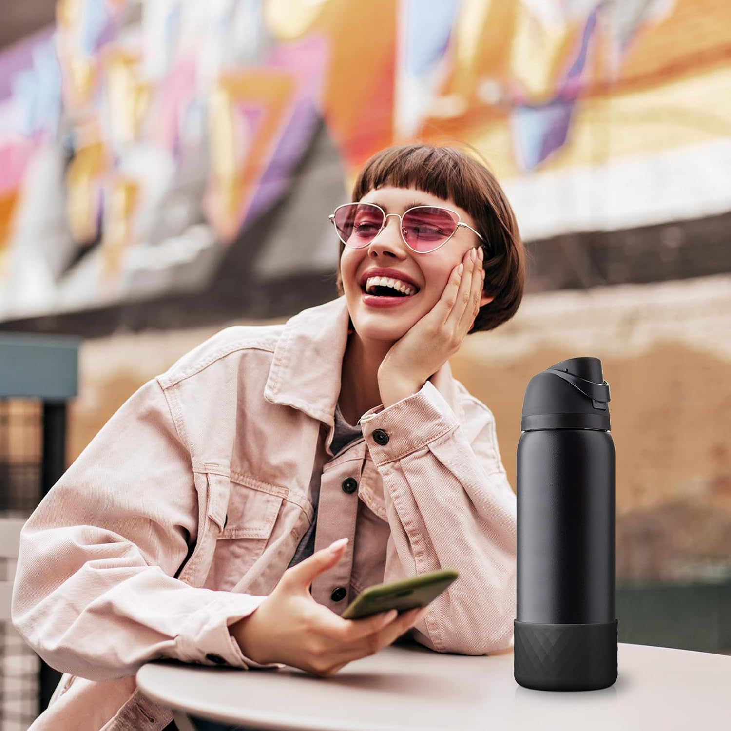 yoelike Grid Silicone Boot for Owala Water Bottle, Anti-Slip Protective Sleeve for FreeSip/Twist/Flip, Bottom Bumper Cover for Watter Bottle Accessories - Image 6