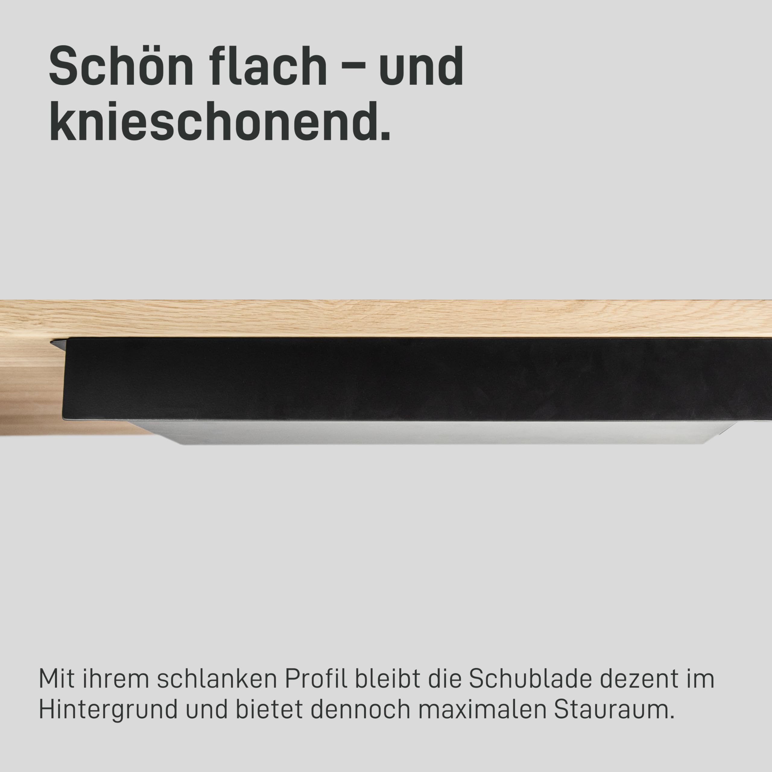 Natural Goods Berlin EXPERT Schublade Metall Schwarz mit Antirutschmatte - 55 x 25 x 5 cm - Untertisch Schublade Schubladen Unterbau Schublade Schreibtisch Under Desk Drawer Schublade Schreibtisch