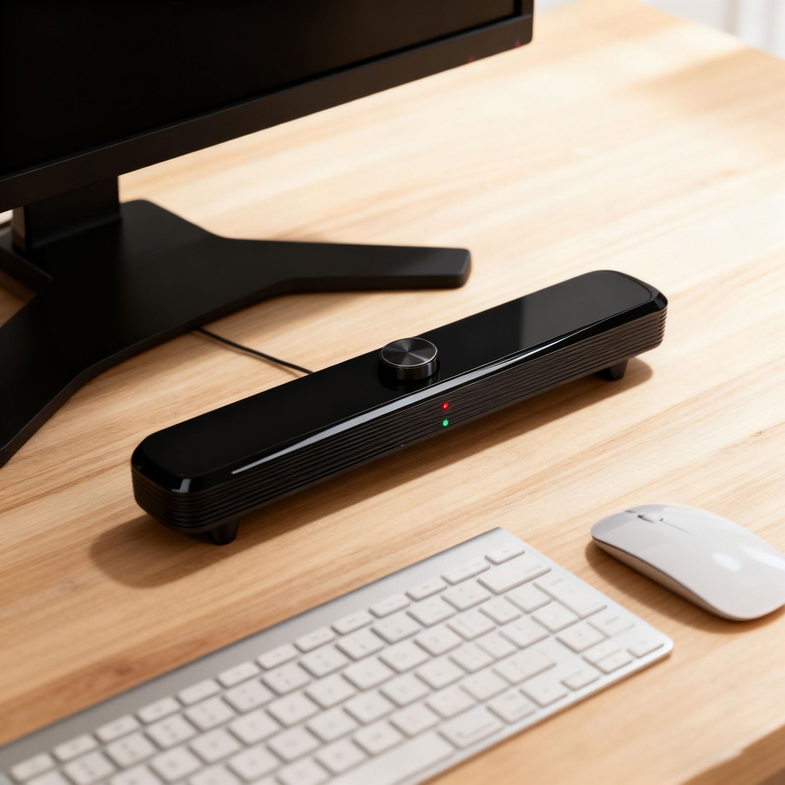 Altoparlanti per Computer per PC Desktop, Altoparlante per Computer Portatile USB con Audio Stereo 3D con Luce LED Respiratoria, Microfono, Soundbar per Ufficio, Casa e Giochi