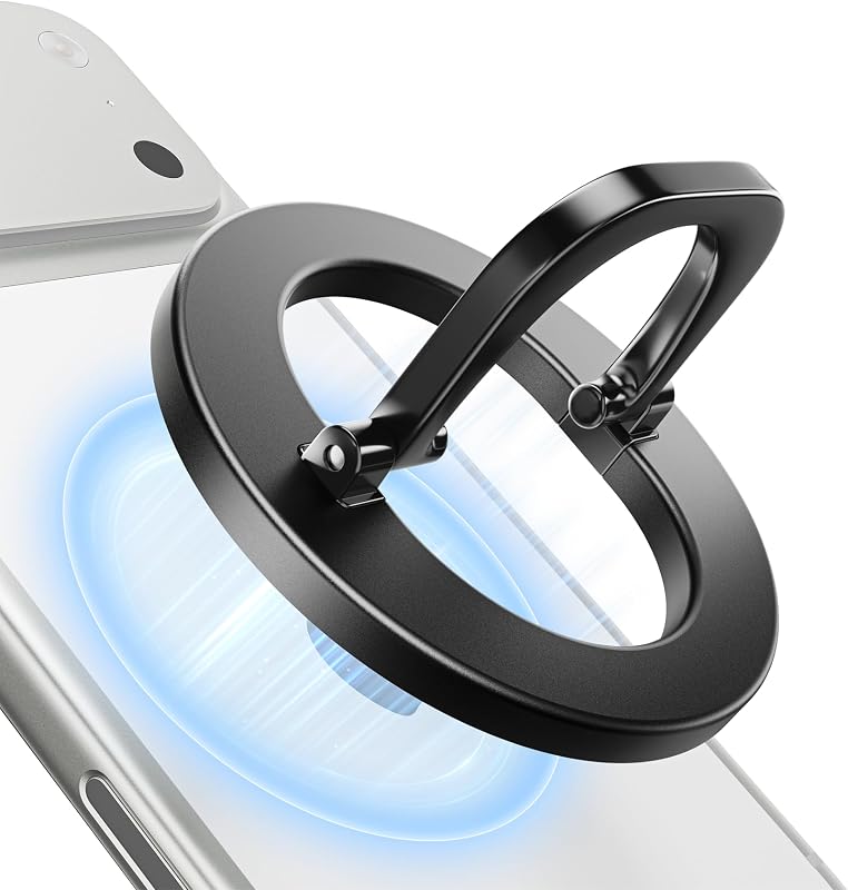 SUPERONE for MagSafe Phone Grip, Adjustable Magnetic Phone Ring Holder | Removable Phone Finger Ring Kickstand，Mag Safe Accessories Only Compatible with iPhone 17 - 12 Series, Mag Safe Case - Black