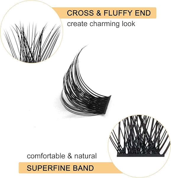 Wimpern Einzeln QUEWEL Cluster Lashes Mega D Curl 16mm Segmente Breit Fundament Individuelle Wimpern für Augen Make-up DIY Wimpernverlängerung(Mega-D-16mm) - 4