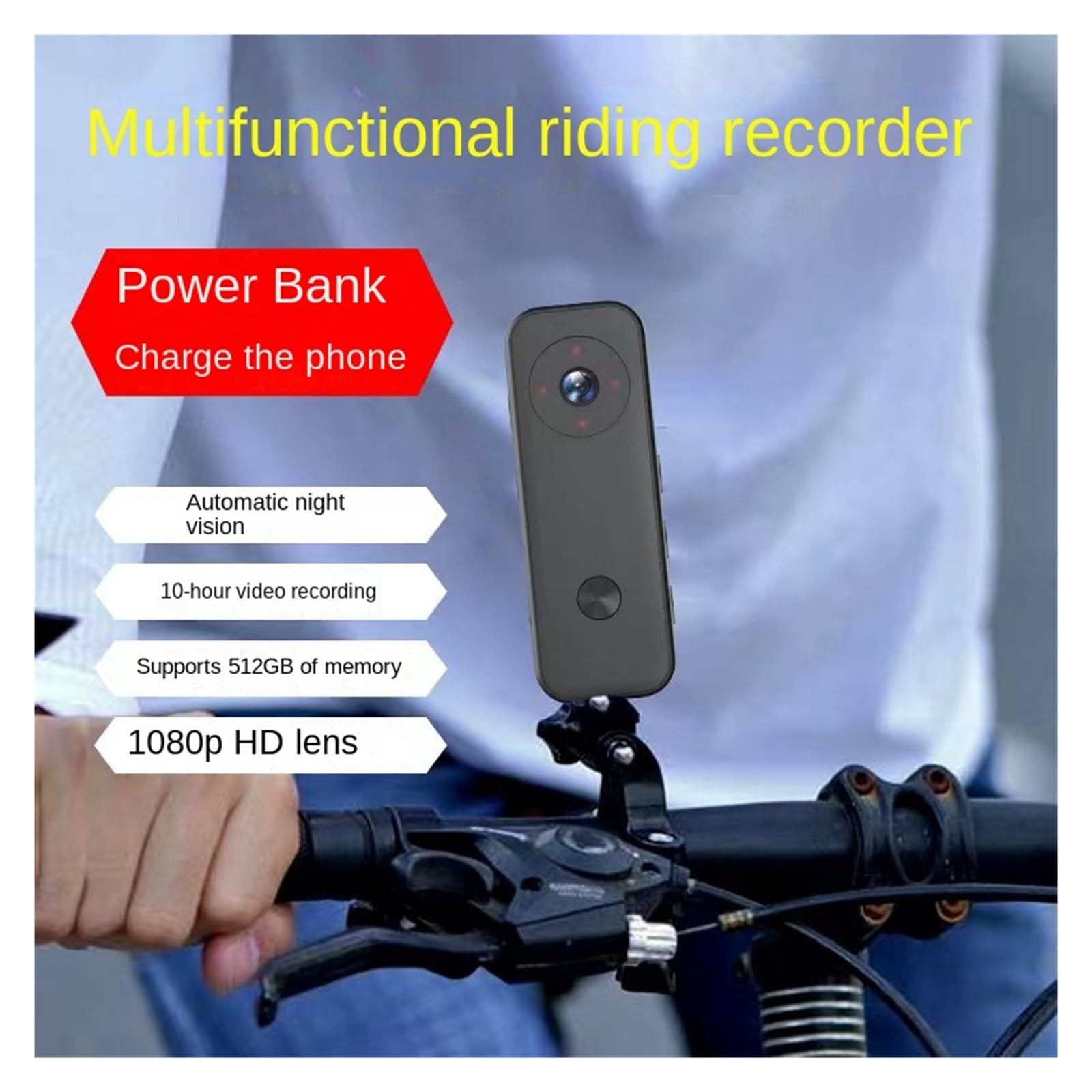 512G 2000Mah Sport Bike Bicycle Camera Motorcycle Ride Law Enforcement Voice Recorder, HD 360 Panoramic Helmet Fish 1080P Camera Chiarezza Precisa(Cam ADD 64gb Card)