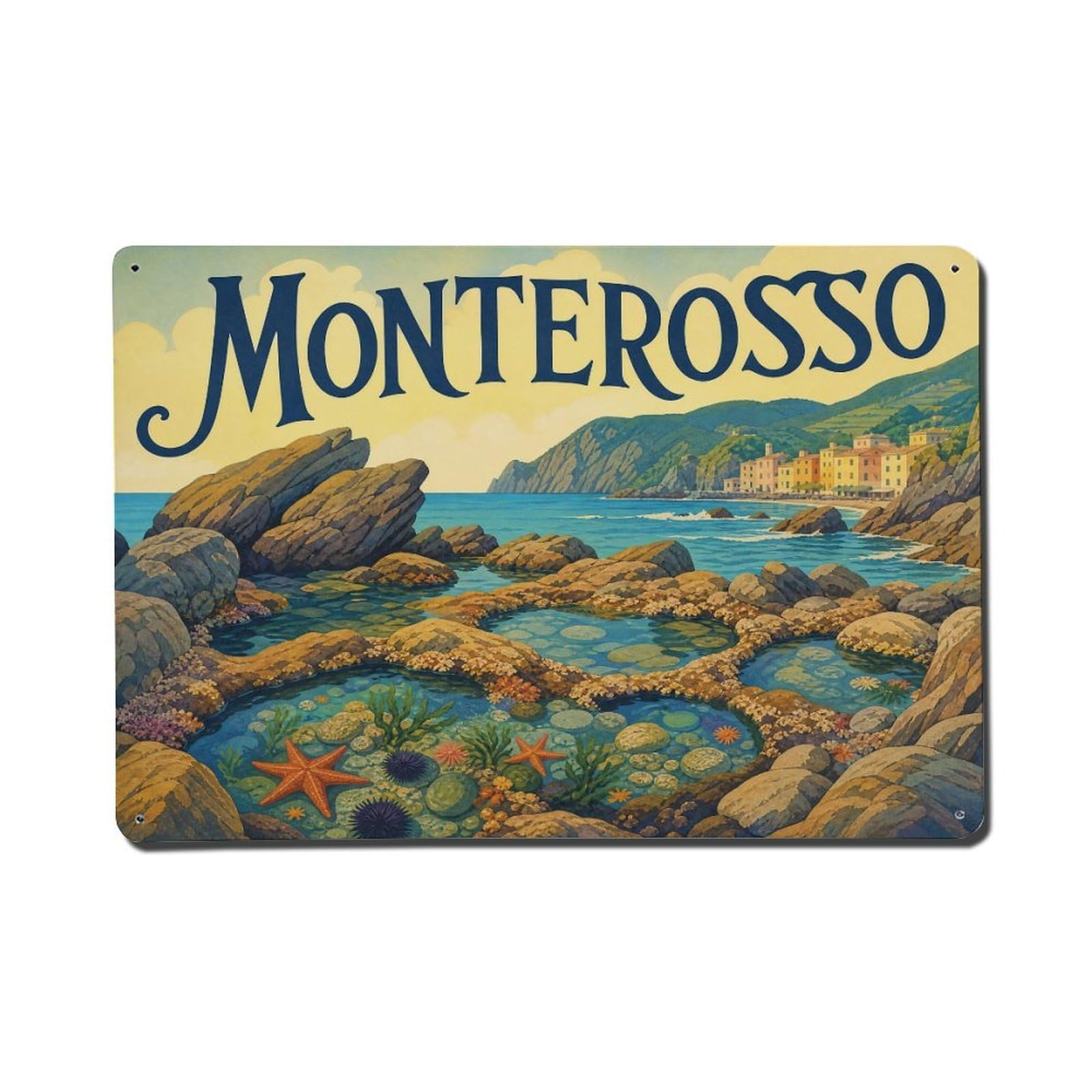 Metal Tin Sign Italy Monterosso Vintage Travel