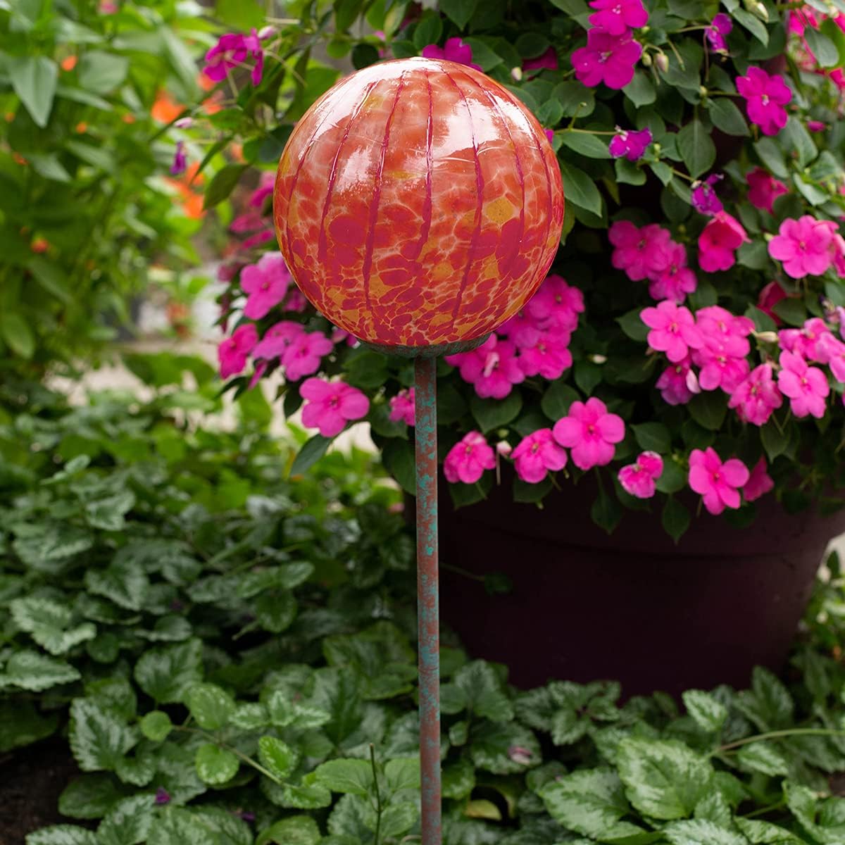 Echo Valley 3603 Décor Planter and Yard Stakes, Easy-to-Assemble, 3-pc Yard Stake, Orange/Red