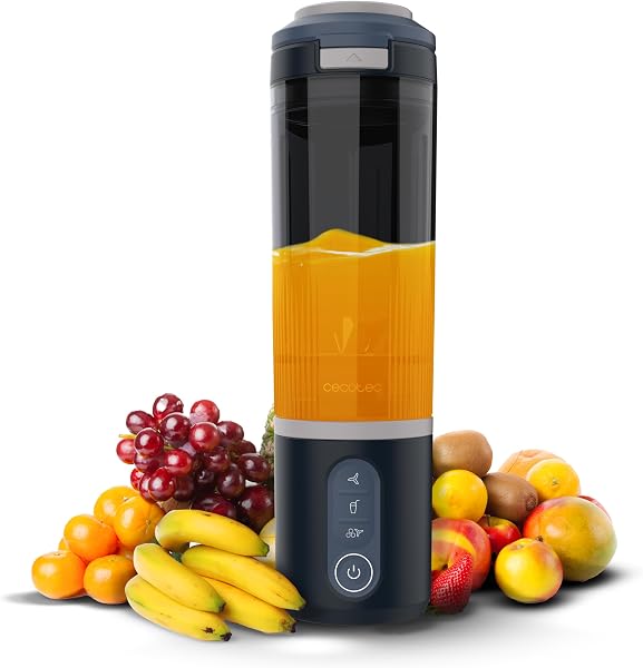 Cecotec Batidora de Vaso Individual Power Titanium Shake2Go Dark. 180W, Vaso Tritan 600ml Libre BPA, 3 Programas Automáticos, Diseño Compacto y Portátil, Smoothies Listos para Llevar - 1