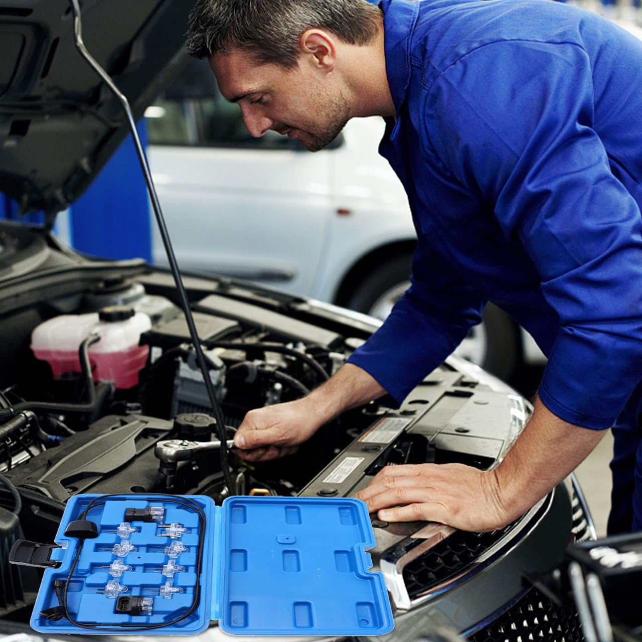 Fahrzeugkreis-Testleuchte Set Multifunktionales Auto Prüflicht Mit Kraftstoffinjektor Tester Inspektionsleuchten Für Elektrische Wartung 9.84X6.50X2.17In